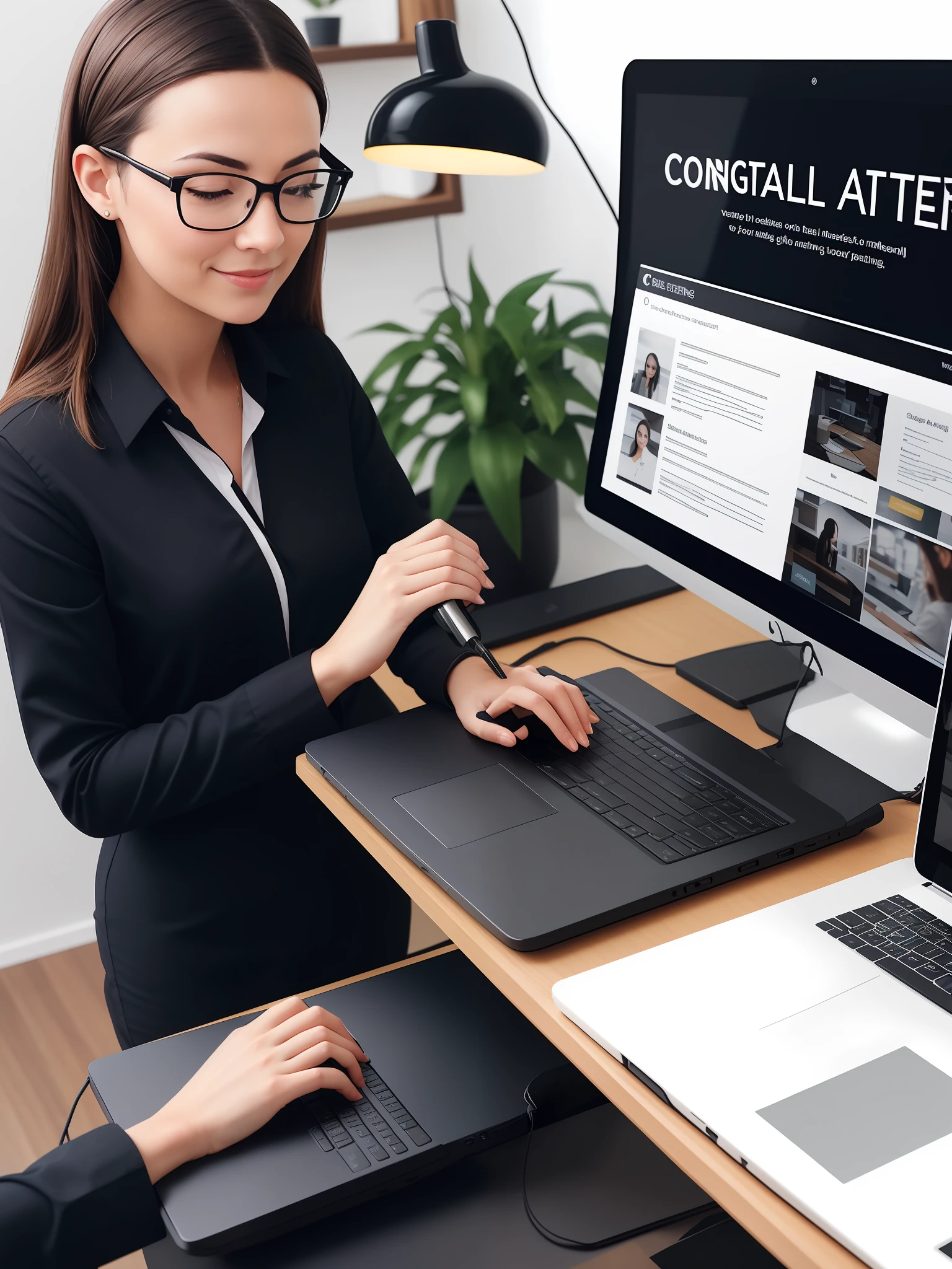 Create an image representing a virtual assistant working alongside a digital marketer, showcasing the importance of content marketing