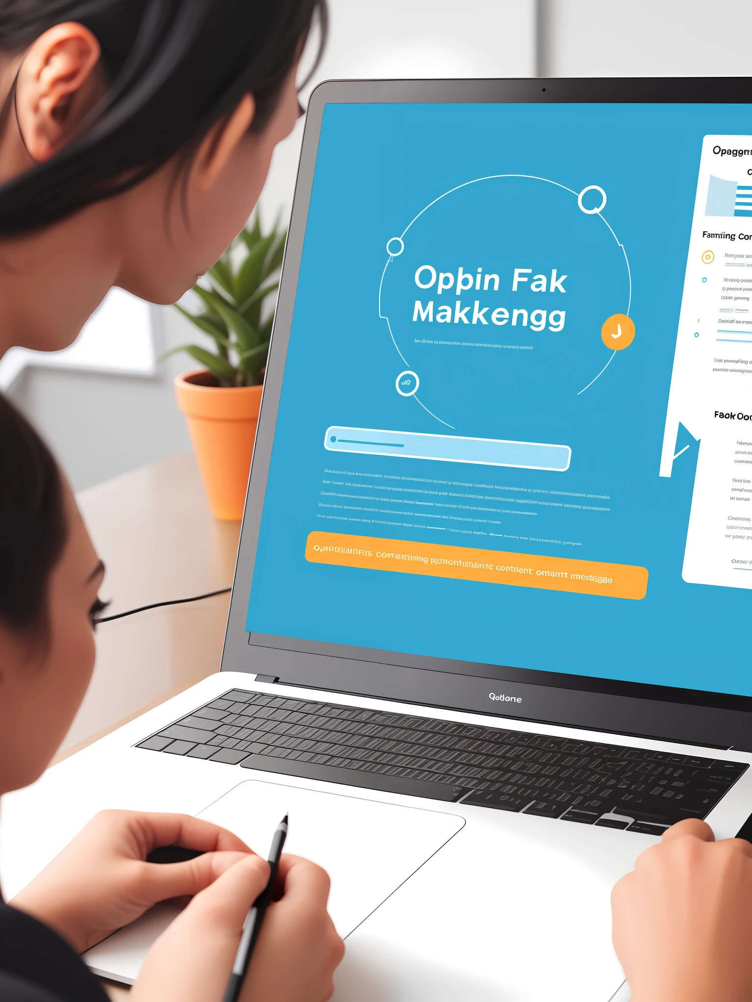 Illustrate a virtual assistant analyzing data and feedback to refine content marketing strategies for optimal audience engagement
