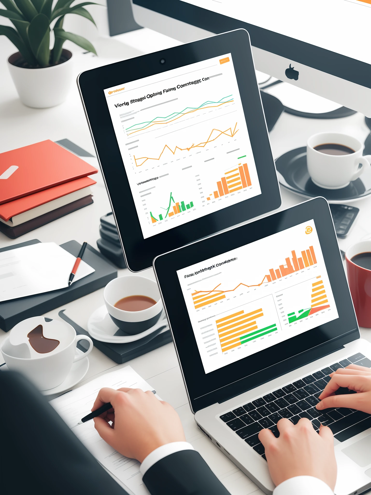 Illustrate a virtual assistant analyzing data and feedback to refine content marketing strategies for optimal audience engagement