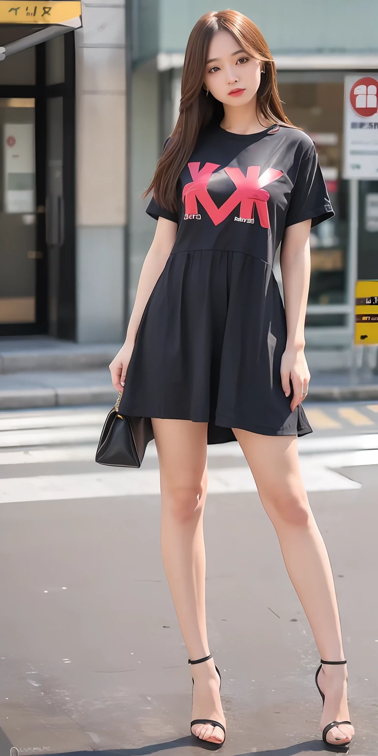 mix4, 20d, solo, long_hair, shirt, dress, high_heels, full_body, look_at_viewer, (8k, RAW photo, best quality, mastery:1.2), (realistic, photo-realistic:1.37), professional lighting, photon mapping, light energy transfer, physically based rendering,
