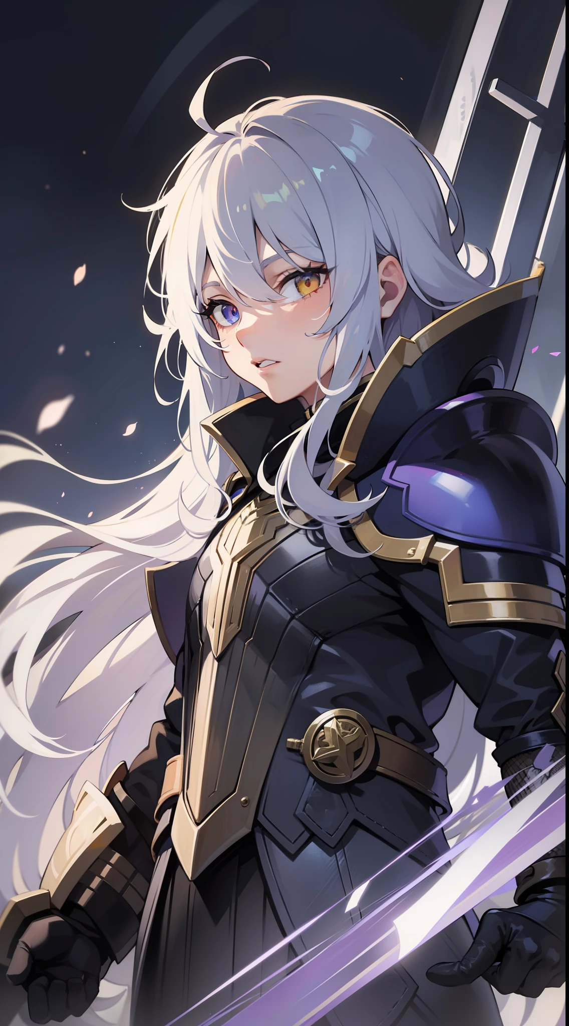 Young guy, Long white hair, Heterochromia, The left eye is blue, The right eye is purple, Thunder God Armor, Thor, Masterpiece, hiquality