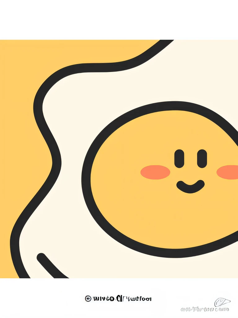 A cartoon egg with a smiley face on it, head is an egg, egg yolk, an egg, 🪔 🎨;🌞🌄, warm friendly expression, cute smiling face, Smiling face, Simple and clean illustration, Eggs, right - half a cheerful face, humpty dumpty in form of egg, Simple cartoon style