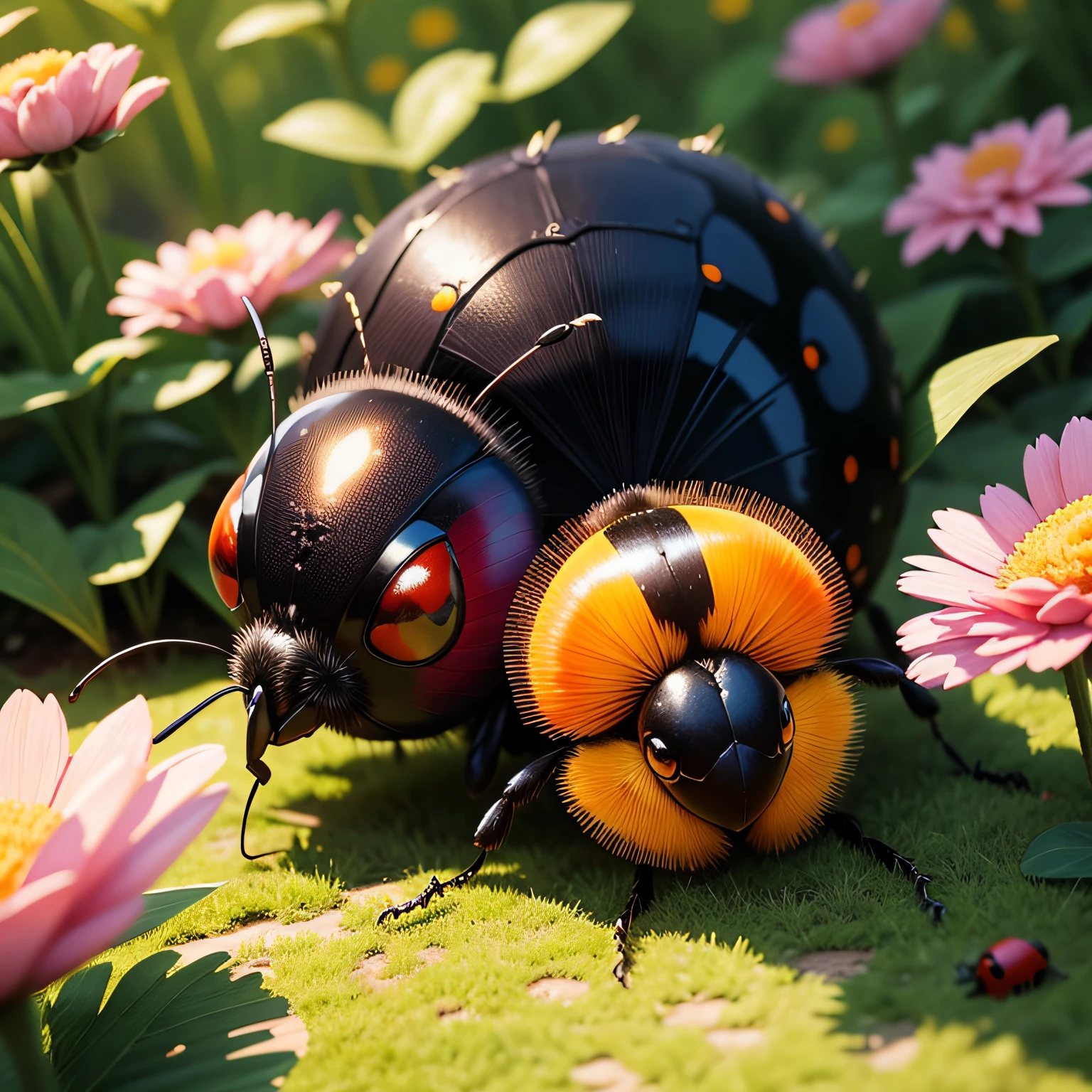 imagens de joaninhas: [Imagem de uma joaninha vermelha com pontos pretos] [Imagem de uma joaninha preta com pontos vermelhos] [Imagem de uma joaninha laranja com pontos pretos] [Imagem de uma joaninha amarela com pontos pretos] [Imagem de uma joaninha verde com pontos pretos] Ladybugs are small, insetos redondos com asas. They are usually red or orange with black dots, but they can also be black or yellow with red or black dots. Ladybugs are found all over the world and are known for their pest control abilities. Eles comem insetos nocivos, as aphids, besouros e lagartas. Ladybugs are considered lucky creatures in many cultures. beleza da joaninha no jardim das flores, flores ultra detalhadas e raras: The ladybug's body is as small as a pinhead, But its black dots are as big as the human eye. The petals of the flowers are as thin as paper and as delicate as butterfly wings. The garden is full of butterflies, bees and other insects that buzz and dance through the air. The sun shines so bright that its rays look like diamonds on the ground. The birds sing so loudly that their sounds sound like music. The air is filled with the sweet smell of flowers. A joaninha parece estar se divertindo explorando o jardim e conhecendo as flores. She lands on a rose and drinks the nectar with her long beak. She then moves to a tulip and licks the pollen with her paws. Ela continua a explorar o jardim, visitando diferentes flores e insetos. A joaninha no jardim torna o lugar ainda mais especial. It is an image of peace, happiness and hope. It's a reminder that, even in the most difficult moments, There is always beauty to be found in the world. --auto