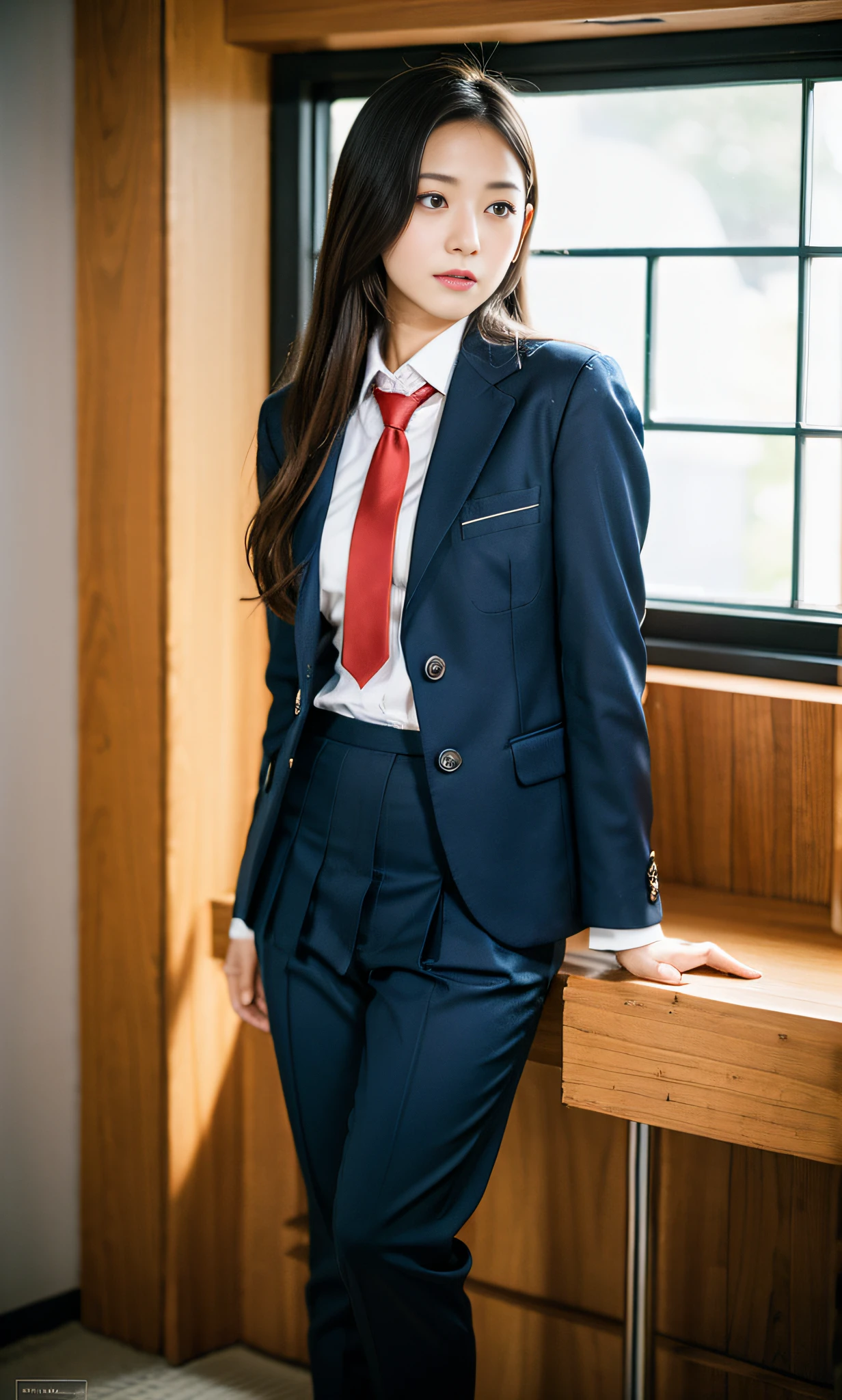 ulzzang -6500-v1.1, (Raw foto:1.2), (Photorealsitic:1.4), a beautiful detailed girl, japanes、2 legs、2 arms、extremely detailed eye and face, beatiful detailed eyes, Panchira、pantiy、full body Esbian、Underpants、Show Pants、Sit up、burden、Ridiculous, unbelievable Ridiculous, huge filesize, ultra-detailliert, hight resolution, ighly detailed, top-quality, masterpiece, Kemomimi, ((Japanese girls' high school uniform)), illustratio, ighly detailed, nffsw, unification, 8k wallpaper, magnifica, finely detail, masterpiece, top-quality, Highly detailed ticker uniform 8K wallpaper, Light on the Face、电影灯光、a 18 year old girl、Raw feet、