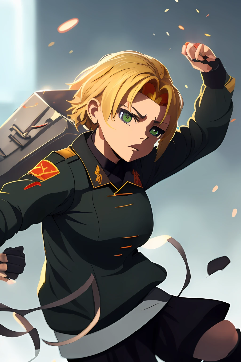 (((((Cyka Blyat))))), Rudeus, 1Cyberpunk girl with Soviet uniform with big tits, Hard bass menina russa rudeus , --((in action)) --atirando com metralhadora, grafico detalhista, trabalho grafico perfeito,Etalhes intrincados, perfect features, Dramatic, cinematographic lighting, Highlight lighting, SSAA, smooth rendering, no noise --testp --ar 2:3 --video --no lazy prompts