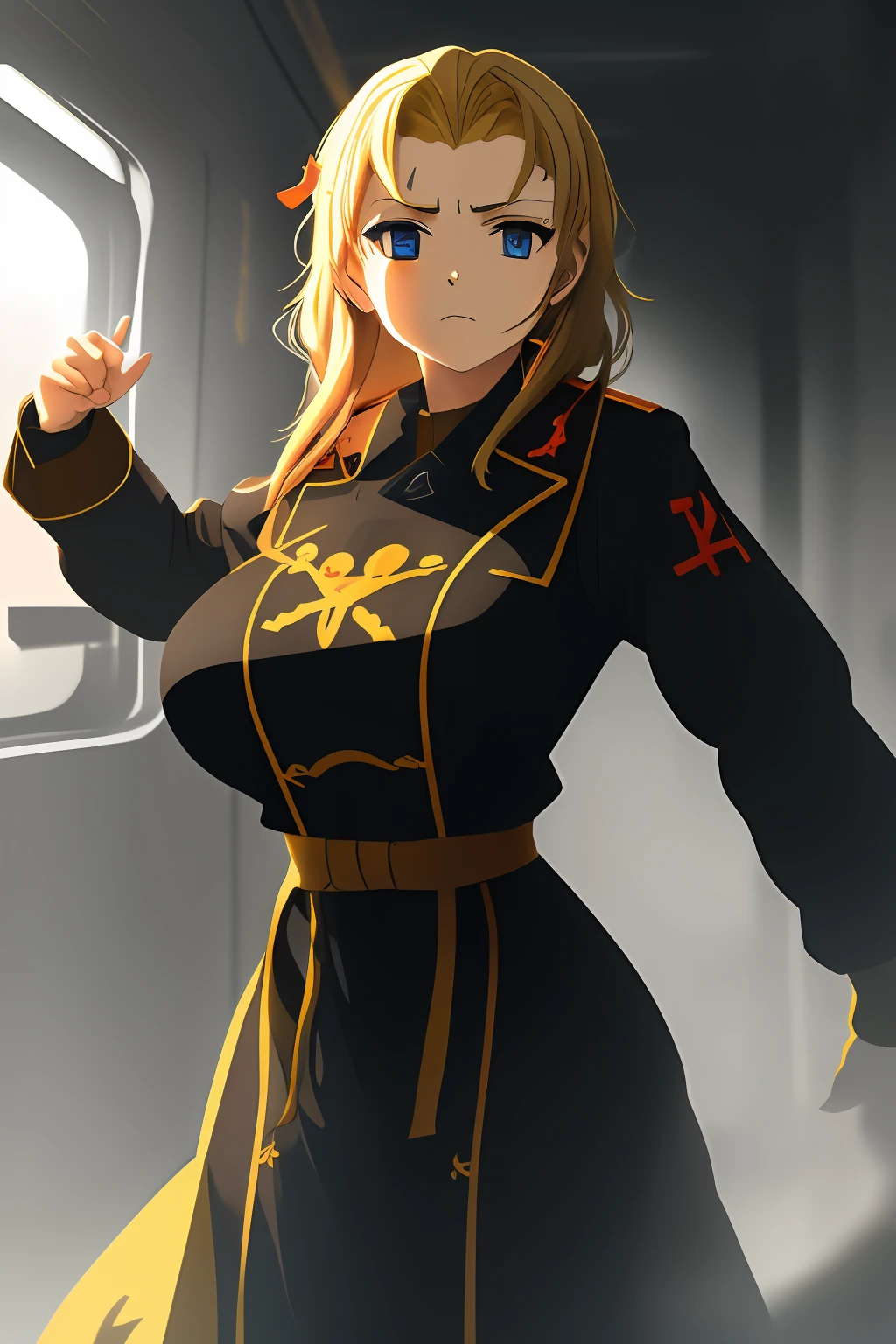 (((((Cyka Blyat))))), Rudeus, 1Cyberpunk girl with Soviet uniform with big tits, Hard bass russa rudeus , --((in action)) --atirando com metralhadora, grafico detalhista, trabalho grafico perfeito,Etalhes intrincados, perfect features, Dramatic, cinematographic lighting, Highlight lighting, SSAA, smooth rendering, no noise --testp --ar 2:3 --video --no lazy prompts