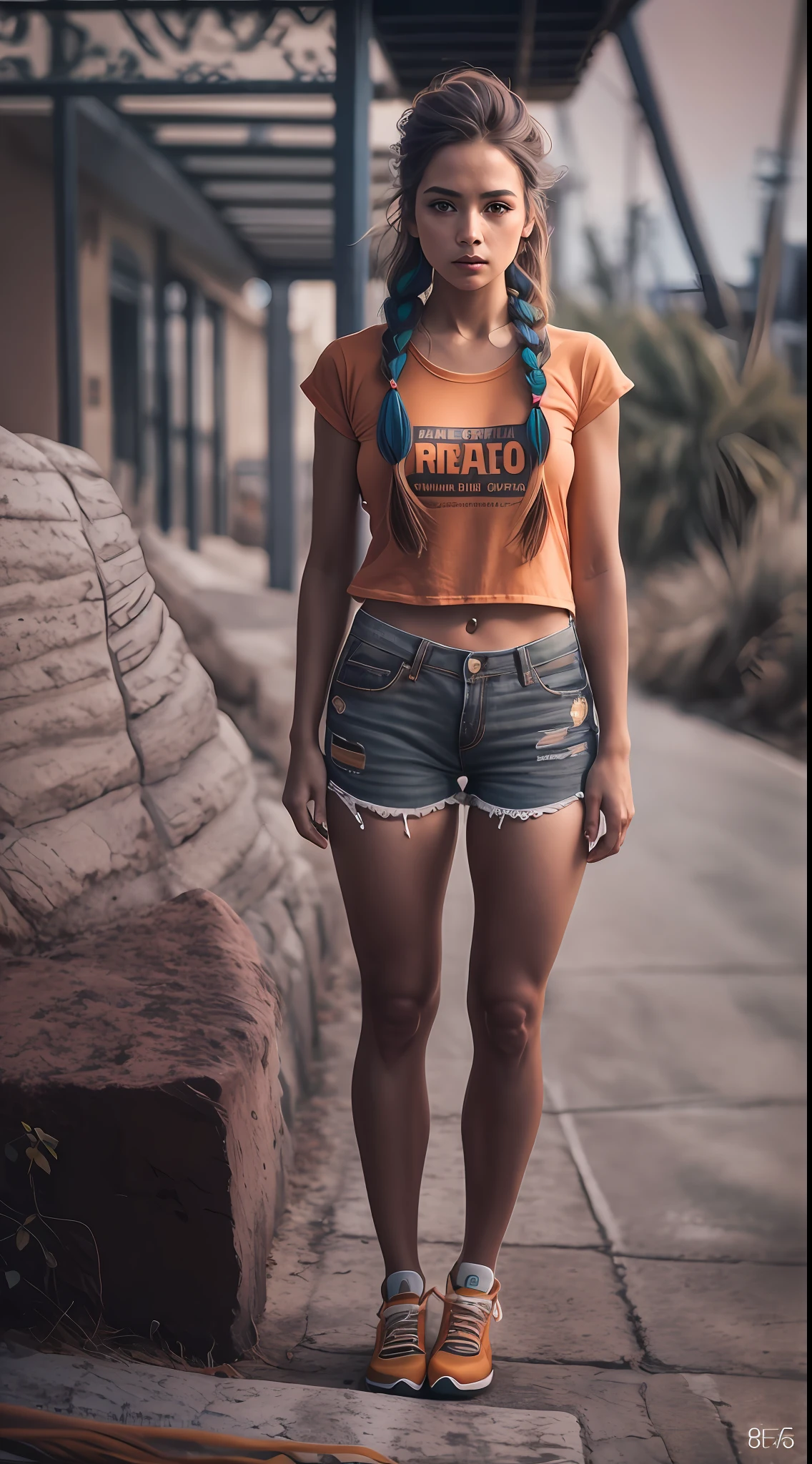 Beautiful Swedish university student, with braid, ((magra)), corpo inteiro, em roupa t-shirt e shorts dry-fit, em fundo neutro, ((magro, pequeno)), fotorrealista, foto, obra-prima, realista, realismo, fotorrealismo, alto contraste, Photorealistic digital art trend on Artstation 8k HD high definition realistic detail, detalhada, textura da pele, hiperdetalhada, textura realista da pele, olhos perfeitos, olhos detalhados, armadura, melhor qualidade, ultra high-resolution, (fotorrealista: 1.4), alta resolução, detalhada, foto crua, sharp re, by Lee Jeffries Nikon D850 Film Stock Photography 4 Camera Kodak Portra 400 Lens F1.6 colors rich hyper realistic texture dramatic lighting unrealengine trend in artstation cinestill 800, RAW.