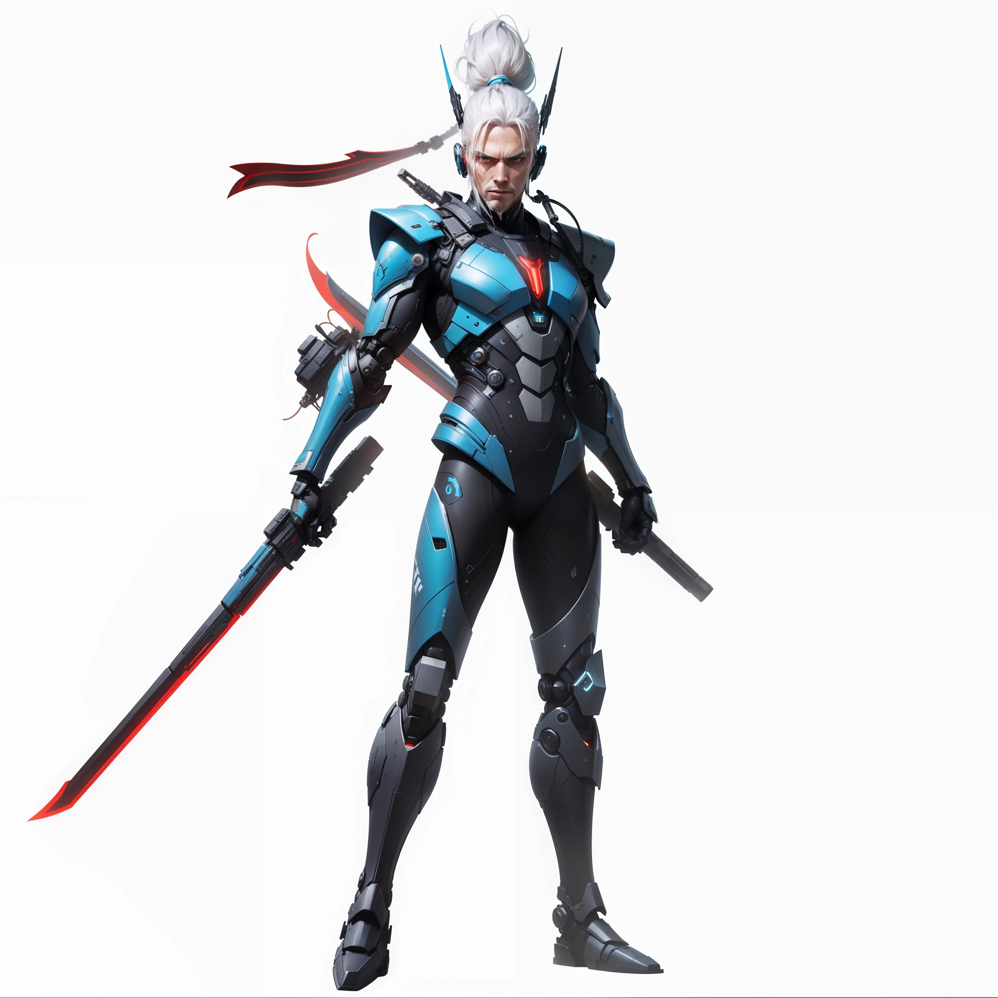 Assasin, Man, white hair, futuristic robots, ultra detail, 8k Quality, realistic