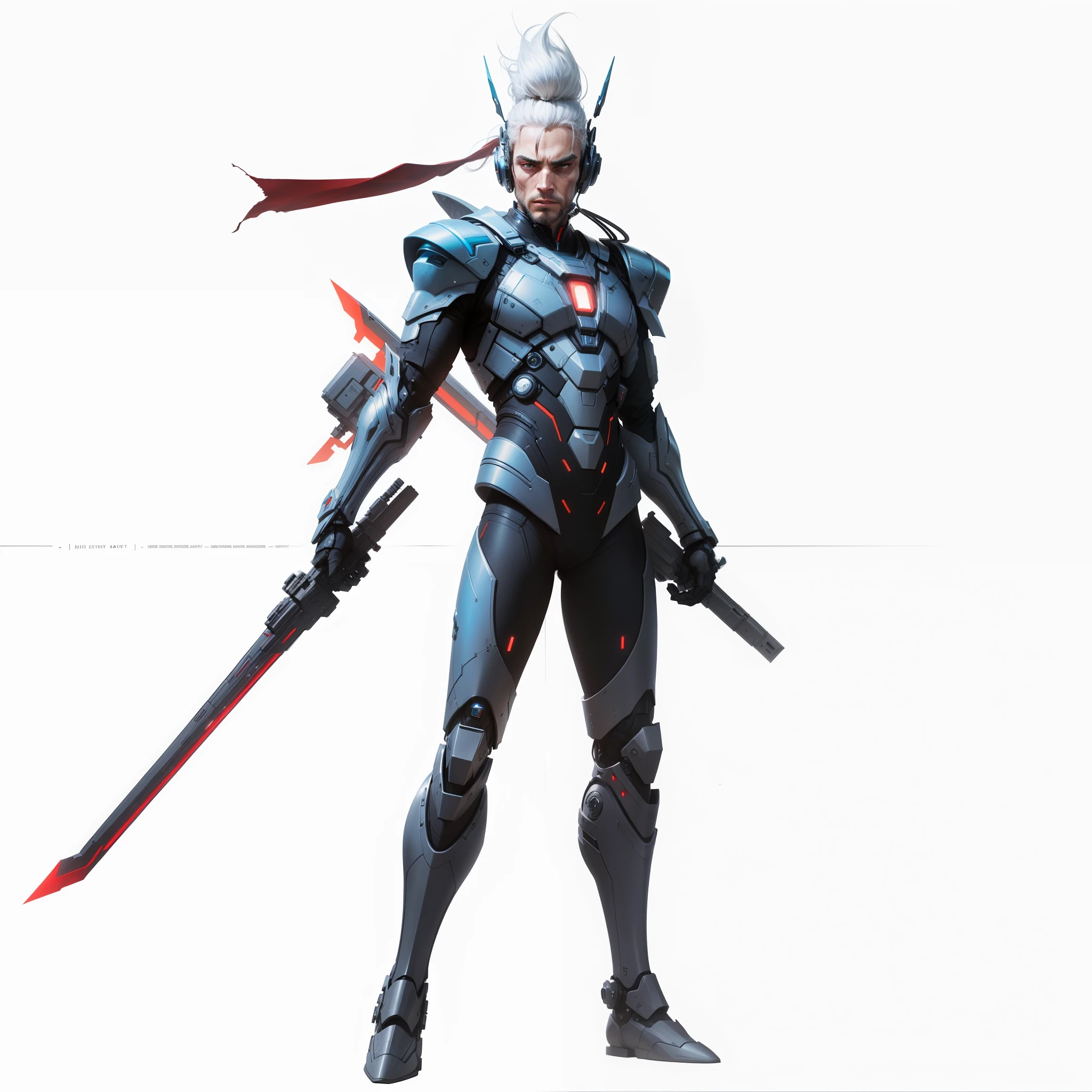 Assasin, Man, white hair, futuristic robots, ultra detail, 8k Quality, realistic