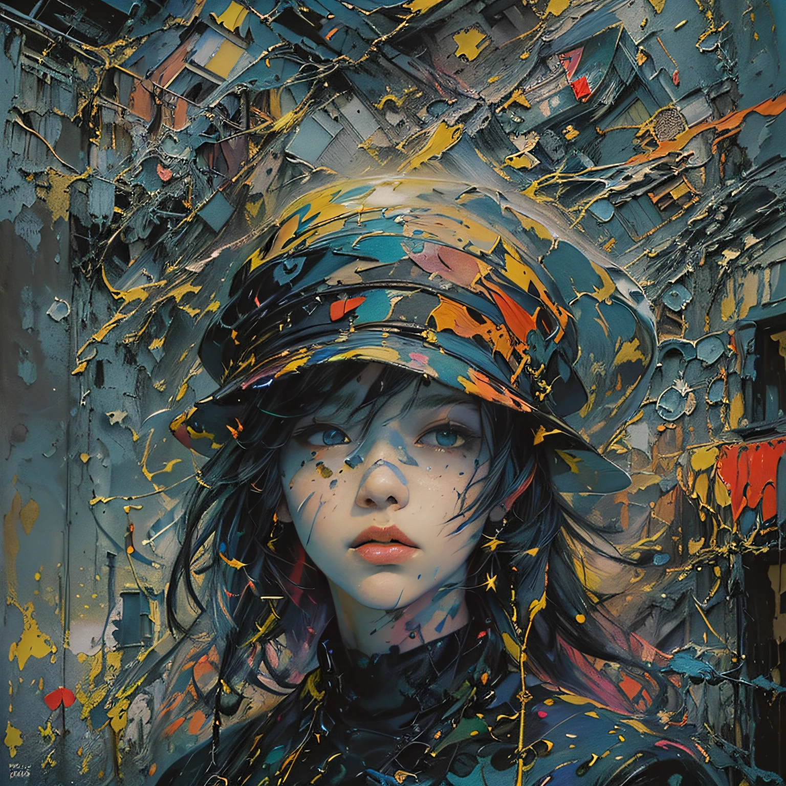 madeon, (best quality, masterpiece, official art:1.8),(by miyazaki hayao and anno hideaki:1.6), a girl, solo, (wearing black dress, black boots, cute hat, black bob hair, black eye:1.2), carry a rucksack, (colored pencil drawing style:1.1), perfect anatomy, walking bridge,
BREAK
madeon, (best quality, masterpiece, official art:1.8), caustics, dynamic lighting, dark sky, (high saturation colorful, :1.8), (by James Brooks and Jackson Pollock:1.7), baddream, (colorful huge buildings, colorful skyscraper:1.1), (Russian structuralism:1.8), colorful complex buildings, (oil painting style:1.4), (Abstract painting:1.6), (Lyrical abstraction:1.8),(confused atmosphere:1.4), (The most colorful building ever:1.8),