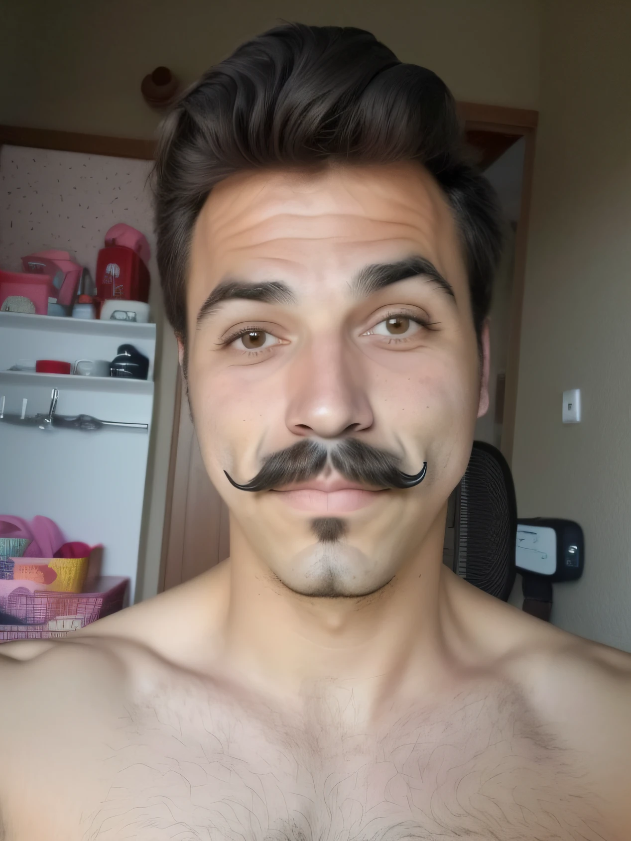 ((homem com bigode e barbicha), cartoon, fundo branco, circular gradient)
