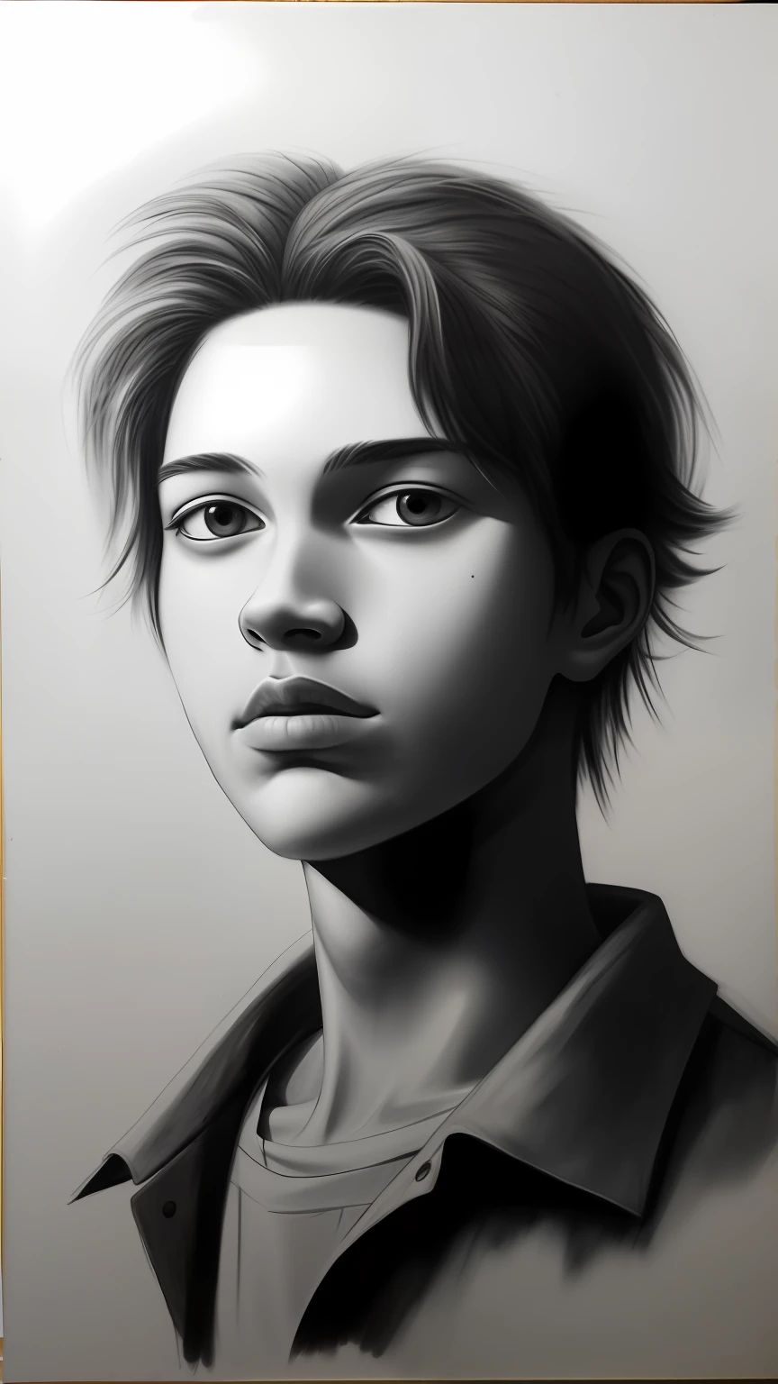 whitebackground.Charcoal painting