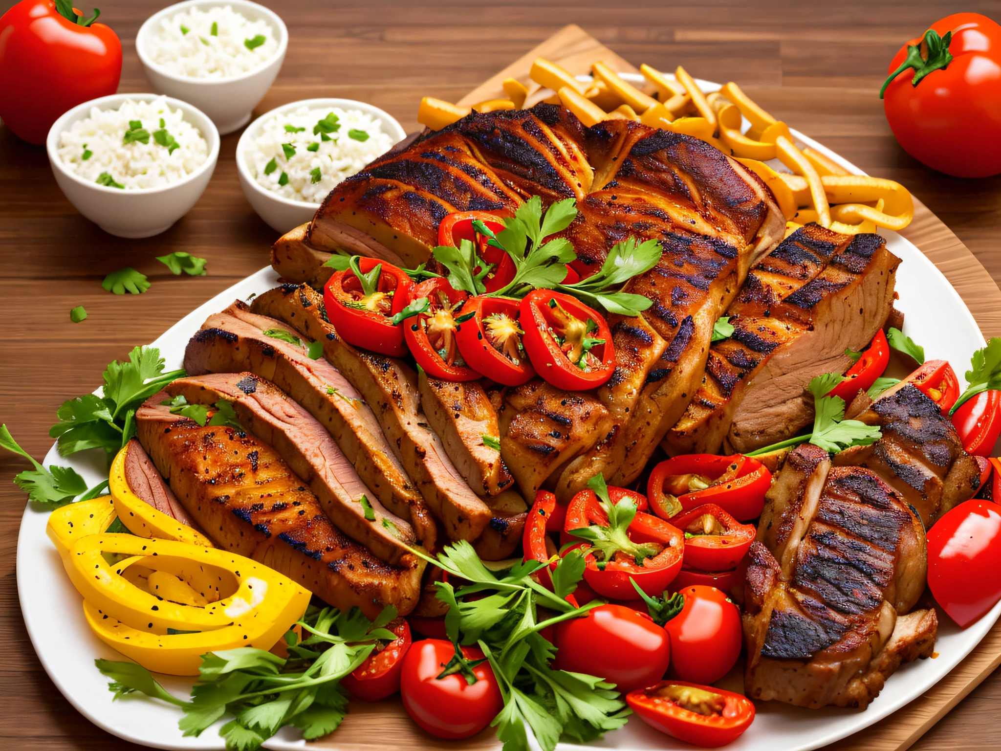 Costillar, Roast with bell peppers tomatoes, foyer, fuego, chivito asado --auto