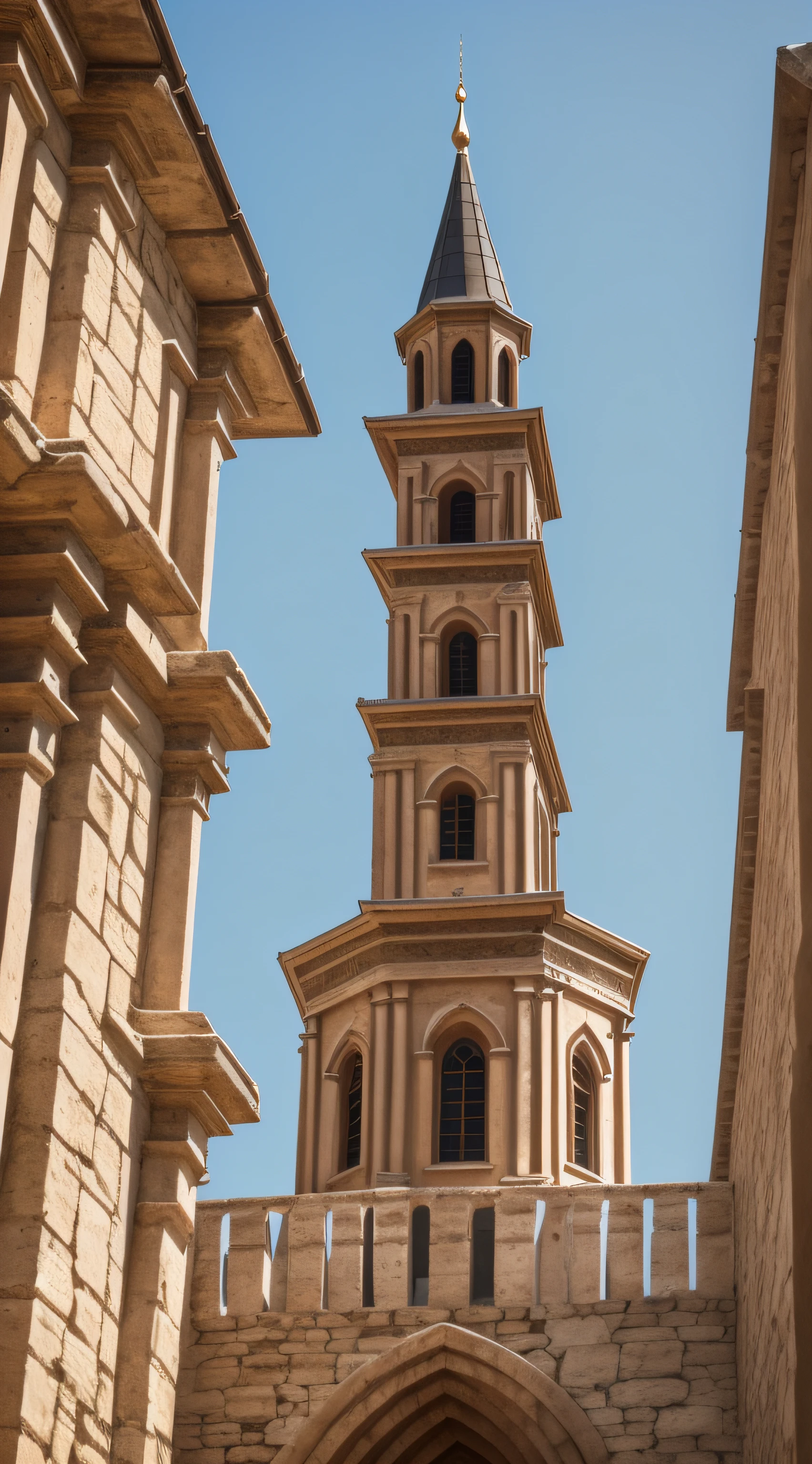 Cinematic, photo, a medium shot of a beautiful elven byzantine gothic tower in a medieval city designed by Leonardo da Vinci, grey granite, slender, dome, filigree, elegant elaborate complex architecture, medieval architecture, medieval design, photographed with Canon EOS 5D Mark IV, monument, sense of wonder, extremely detailed, realistic textures, artistic