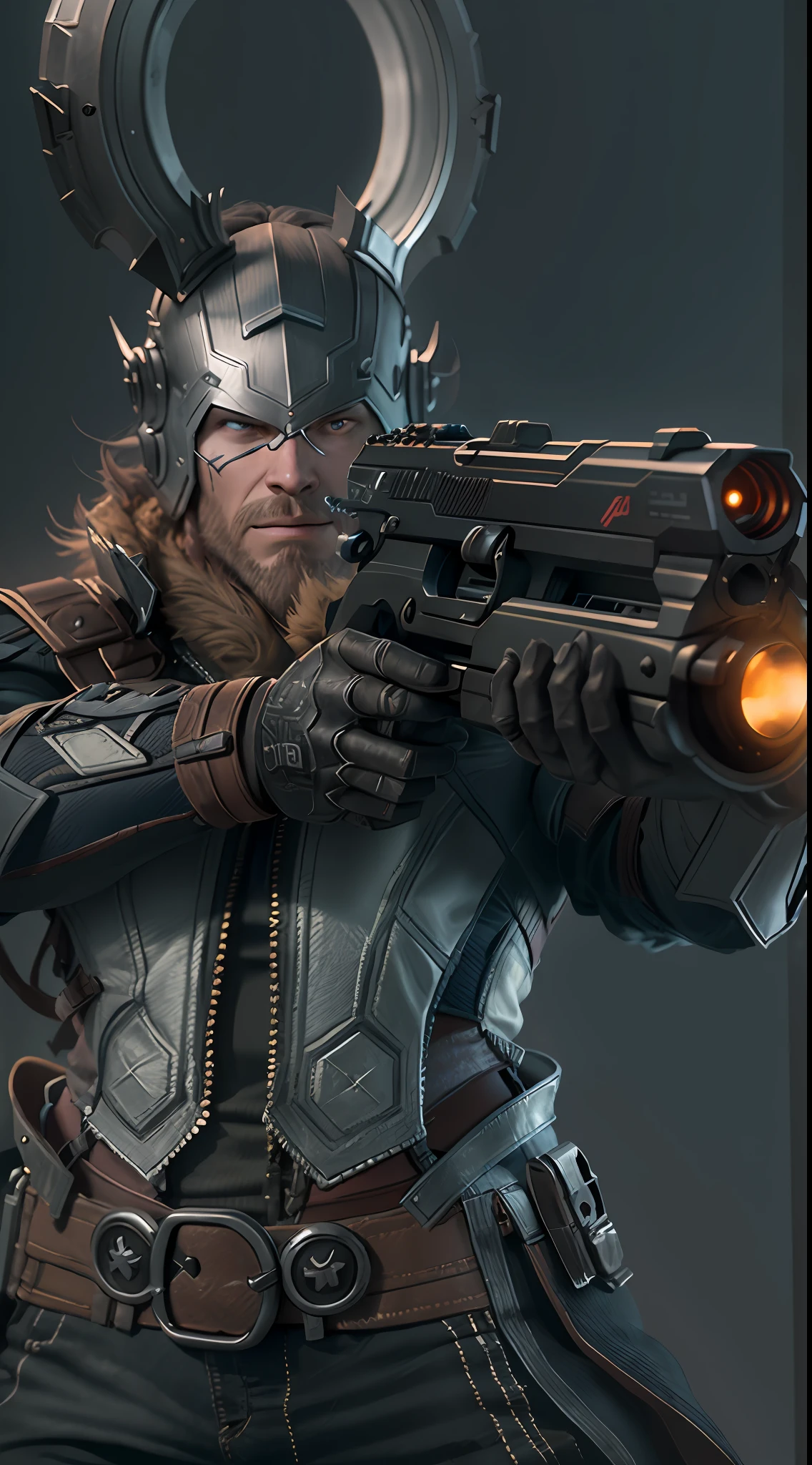 thor use gun, octane render, unreal engine, highly detailed, intricate