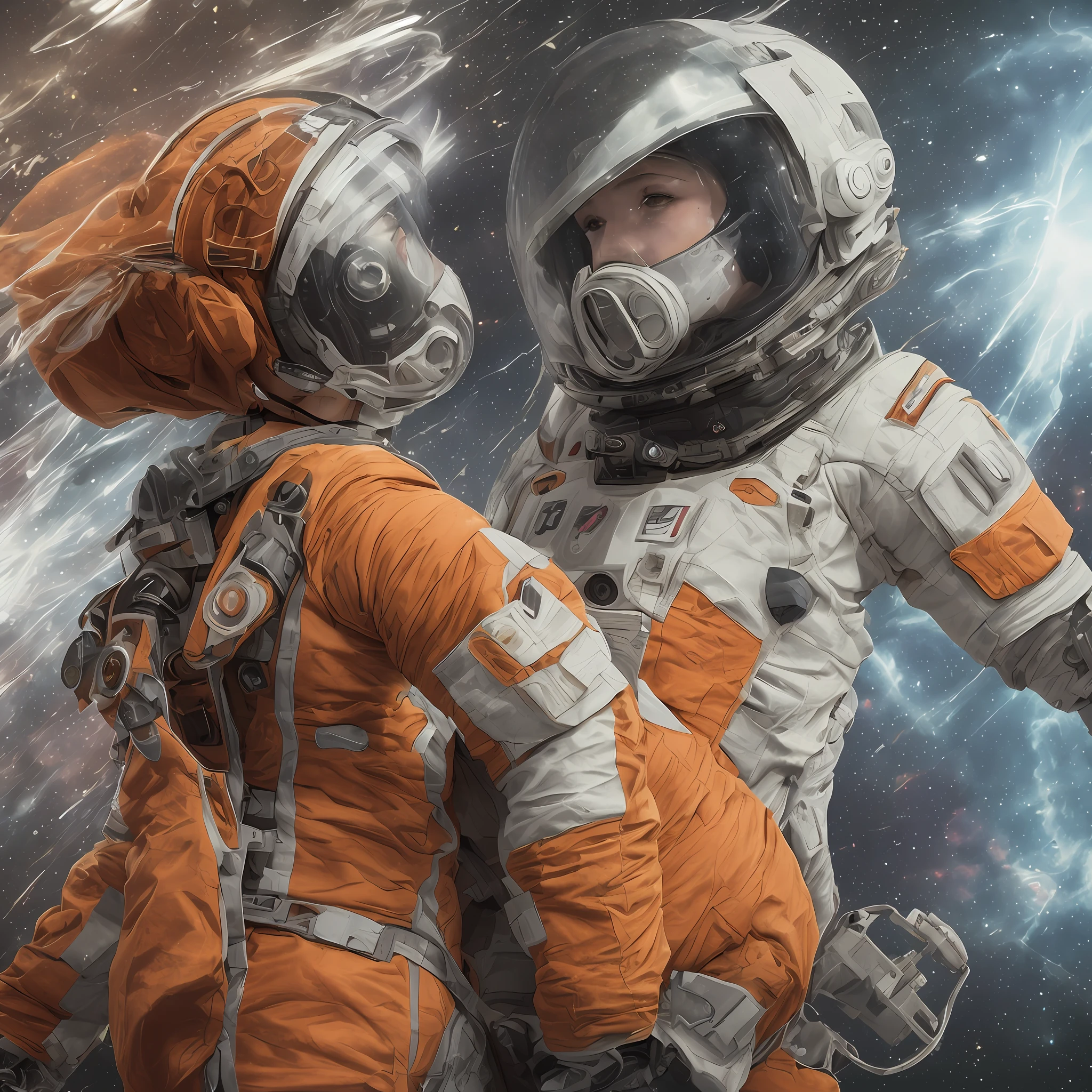 best quality, particle effect, raytracing, scening lighting, perfect lighting, masterpiece ,(female space soldier, wearing orange and white space suit, helmet, tined face shield, rebreather, accentuated booty) ,8k resolution, pretty face, chubby body, voluptous, wide hips, perfect face,, Intricately detailed cinematic film still,cute, perfect face, (highly detailed, hyperdetailed), natural lighting, auburn hair, alien planet backround, purity seals, perfect eyes,  full body, cinematic film still from Gravity 2013, best quality, particle effect, raytracing, scening lighting, perfect lighting, masterpiece ,beautiful  female space fairer looking out at the horizon, pov ,8k resolution, pretty face, chubby body, voluptous, wide hips, perfect face,, Intricately detailed cinematic film still,cute, perfect face, (highly detailed, hyperdetailed), natural lighting, auburn hair, alien planet backround, purity seals, perfect eyes,  full body, tentalce, eurasian facial features --auto
