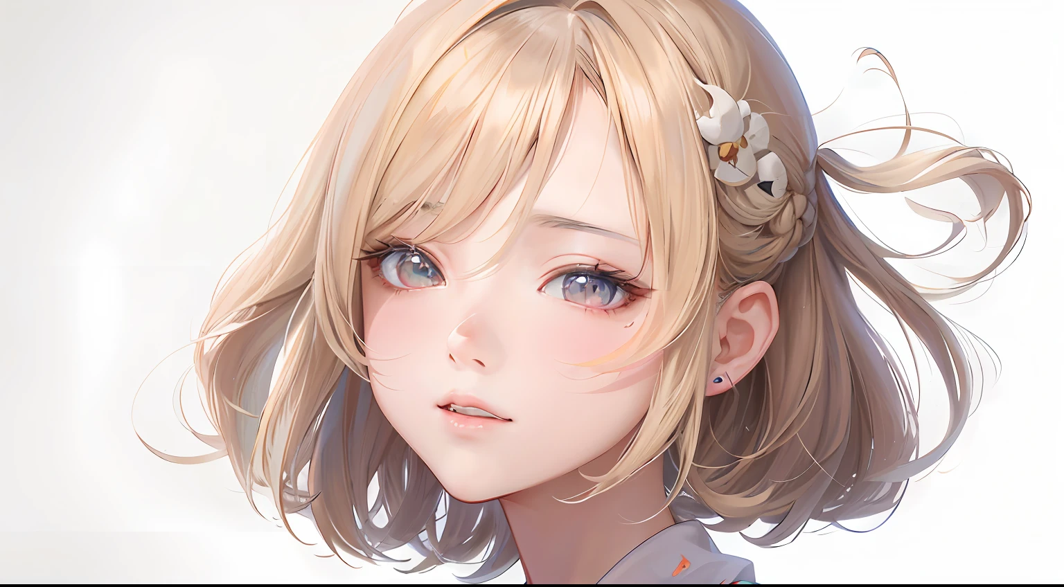 Anime girl with blonde hair and gray eyes posing for photo, kawaii realistic portrait, Smooth Anime CG Art, detailed portrait of an anime girl, render of april, guweiz, high detailed face anime, photorealistic anime girl render, artwork in the style of guweiz, render of a cute 3d anime girl, guweiz on artstation pixiv