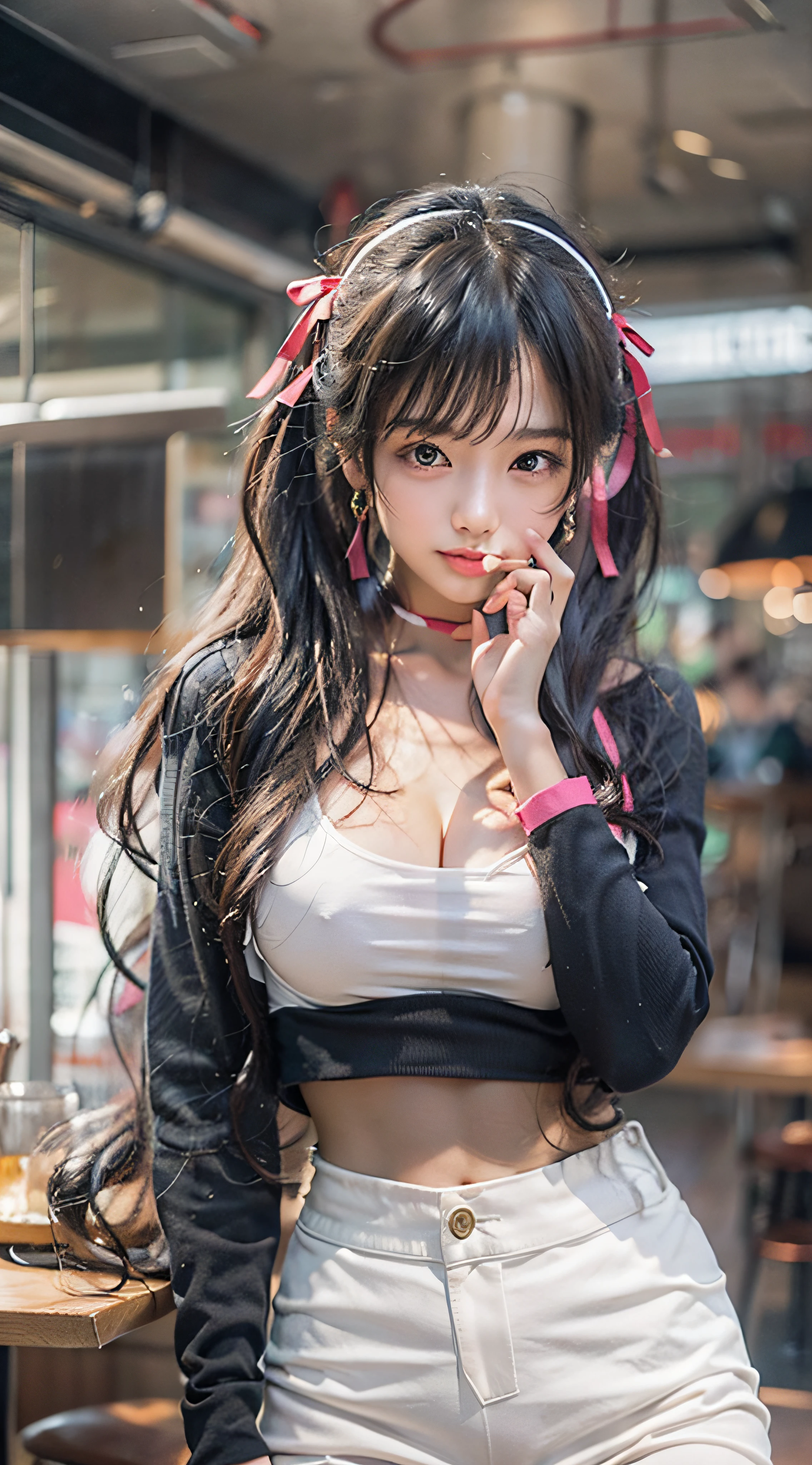 1 Mature Mature Girl(Rose)(Rose)(Rose)(Rose)(Rose)(Rose)(Rose)(Rose), (2 men men man:1.2), cute , famous japanese idol, Adorable, NSFW,, 、、、、、、、、A sexy, hetero、、、、、、、、、、、, nipple,,,,,,,,,,,, topless,,,,,,,,,,,,,,,,,,,,,,, extremely detailed nipple, (large breasts:1.4), cleavage between breasts、, realistic body, petit, light skinned, Shiny Skin, slender body, good figure, dark black hair,, (Twintails:1.2), (Wavy Hair:1.2), (dull bangs:1.2), smile、、、、、、、、、、、, naked, enmaided cutest, young、、、、、、、、、、、, pretty faces, pretty face, realstic face, make up,,,,,,,,,,,, powder blusher, beautifully detailed eyes, drooping eyes, round eyes, (beautiful big eyes:1.2), large dark eyes, beautiful and clear eyes, eye make up, eye shadow, Double eyelidd, tear bag, (white thong:1.2), choker, Earrings, jewelry, (hair ribbon:1.2), looks at the viewer, cowboy Shot, facing, Dynamic Pose, standing, Front View, Indoor, cafe, coffee shop, bar,stick out ass、Facing backwards、s ass、thong、Sukesuke