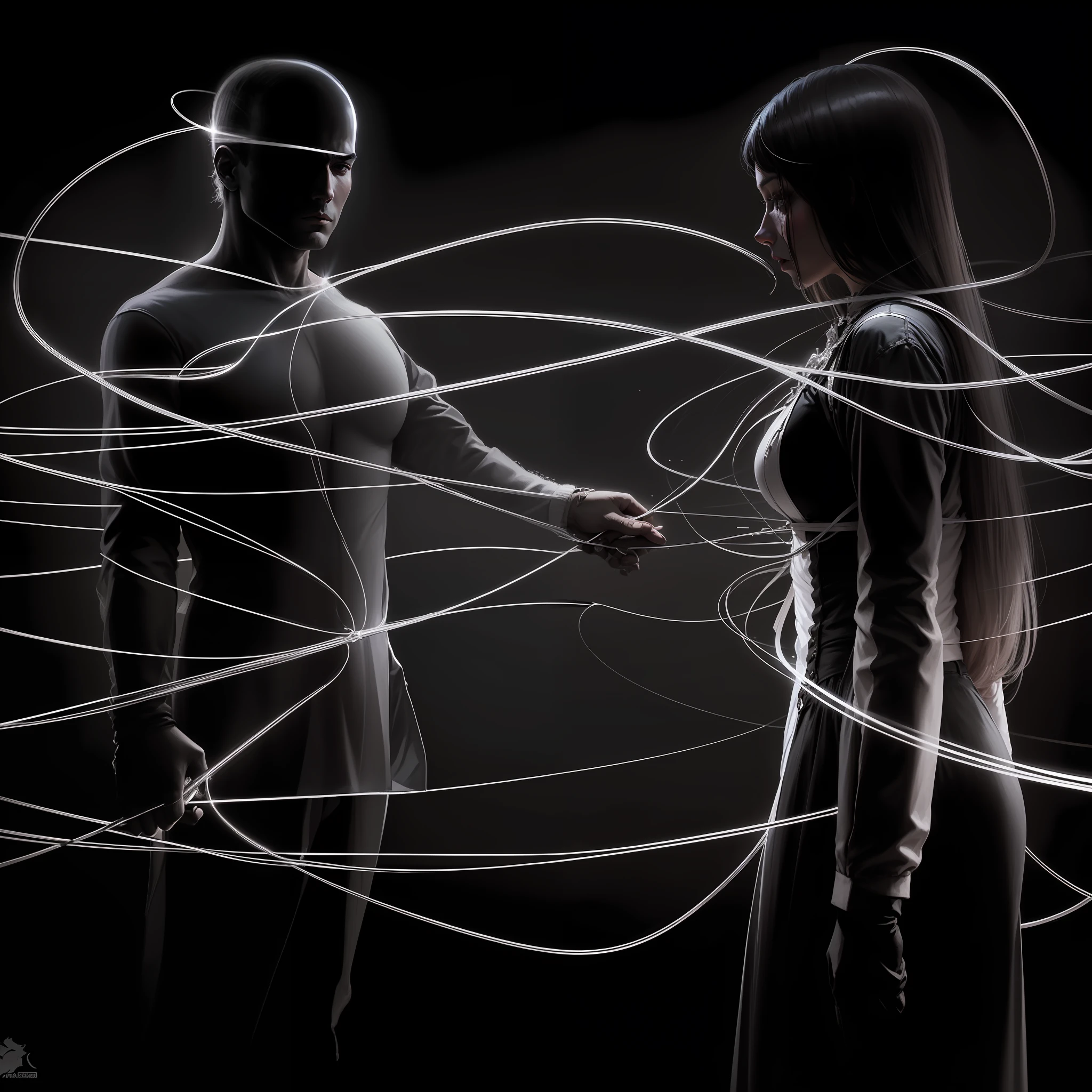 A woman and a man entangled by quantum entanglement --auto