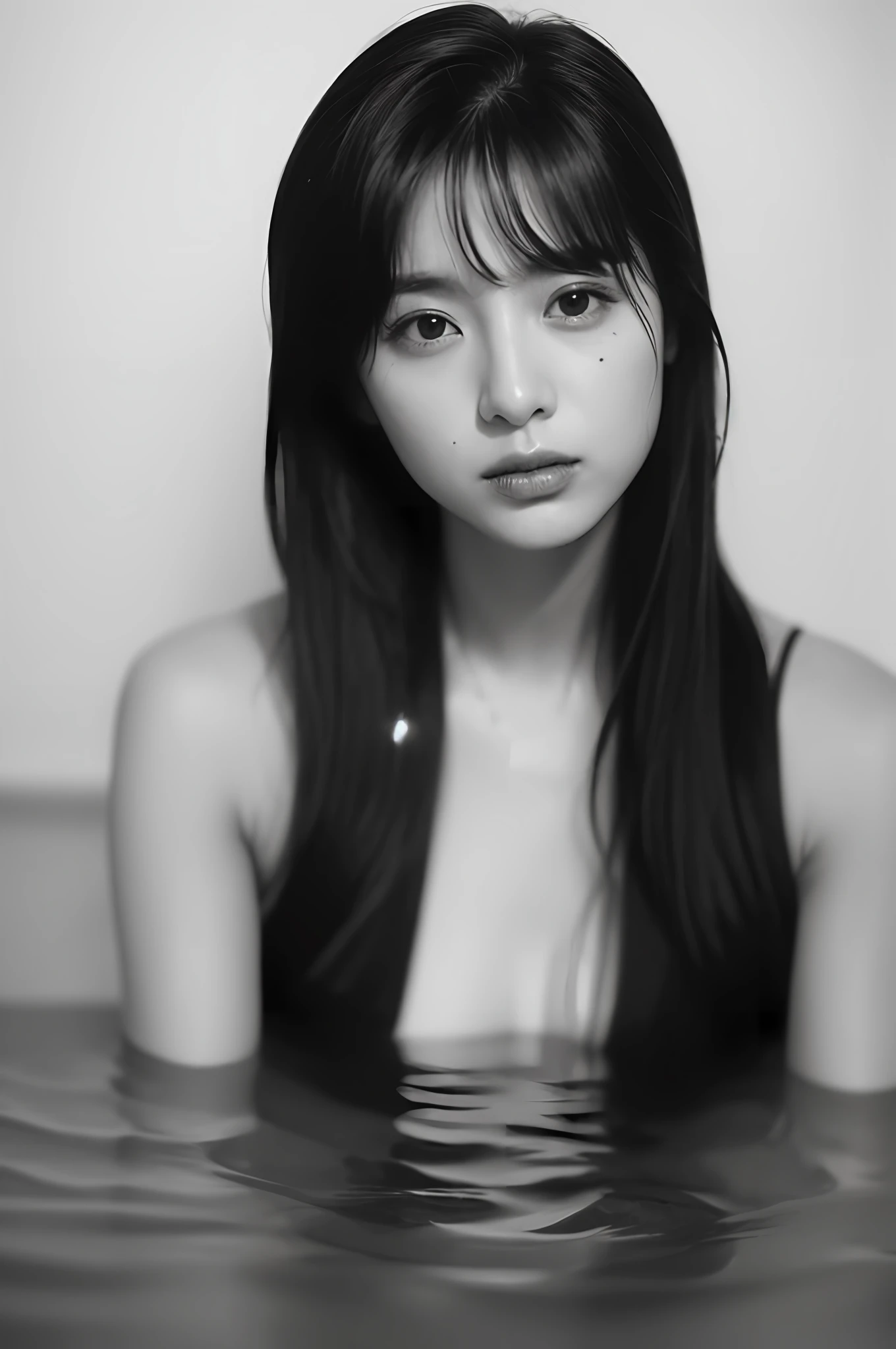 Photo of a Beautiful Korean kpop idol Woman, Summer, lecherous, filmgrain, Ilford HP5, 80mm，Out of the bath