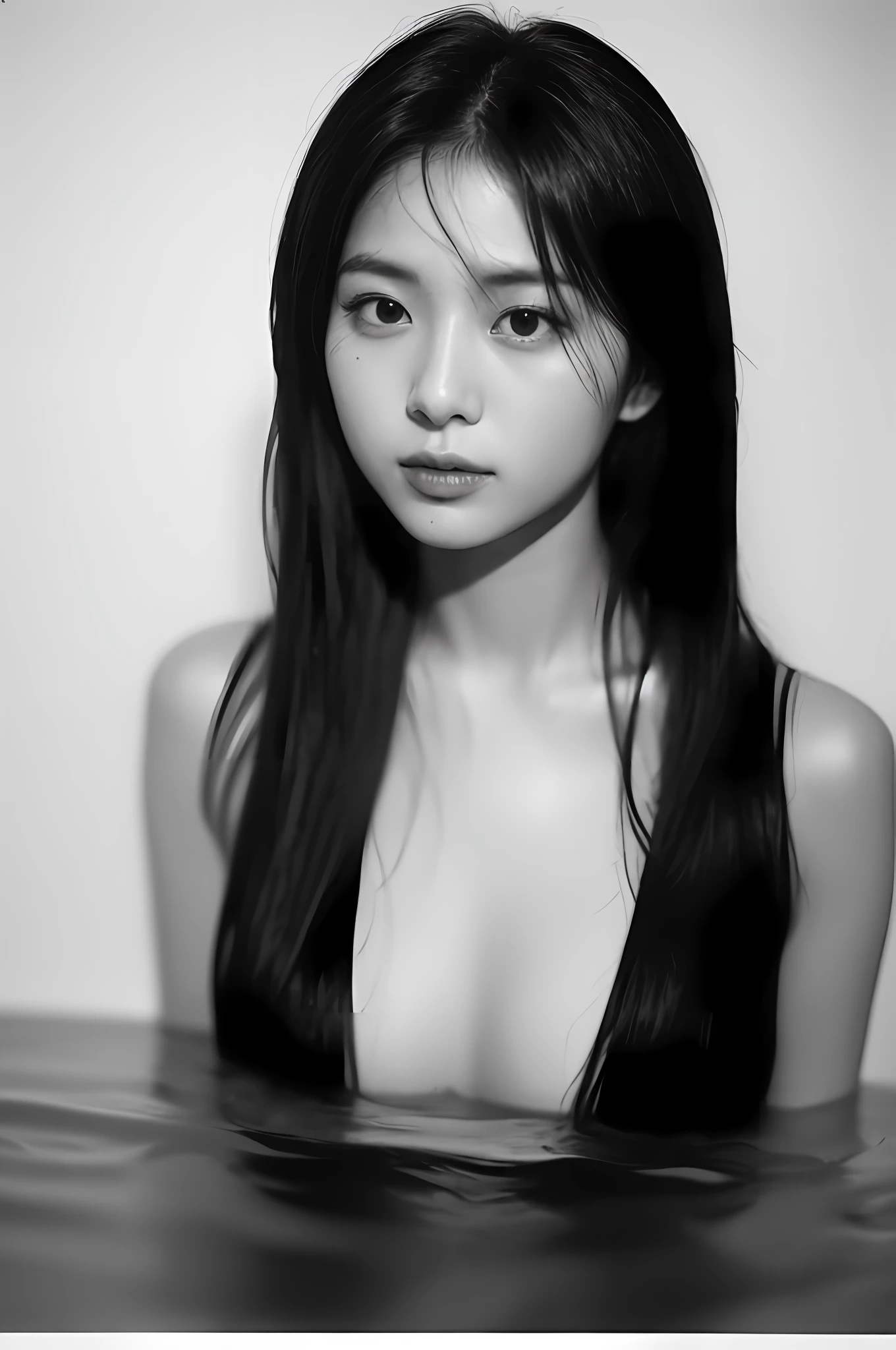 Photo of a Beautiful Korean kpop idol Woman, Summer, lecherous, filmgrain, Ilford HP5, 80mm,Out of the bath