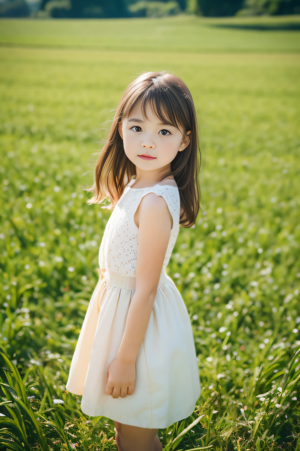 A European girl,S skirt,Delicate and cute face,tmasterpiece,8K,primitive,professional photoshooting,depth of fields,farms,play,randome pose,Fujifilm style