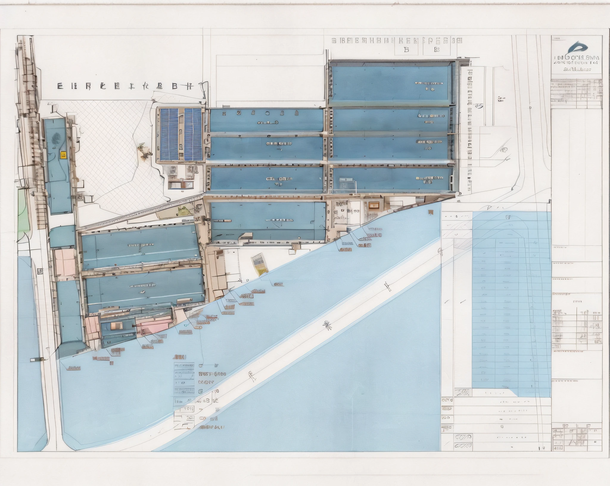 Floor plan of a building with plenty of parking, electrical plant location, extreamly detailed data center, high detail drawing, detailed technical drawing, architectural plans, layout of map, flat drawing, detailed line drawing, layout design, Architectural plans, assembly drawing, hq very detailed, floor plan view, Top view map, A high resolution