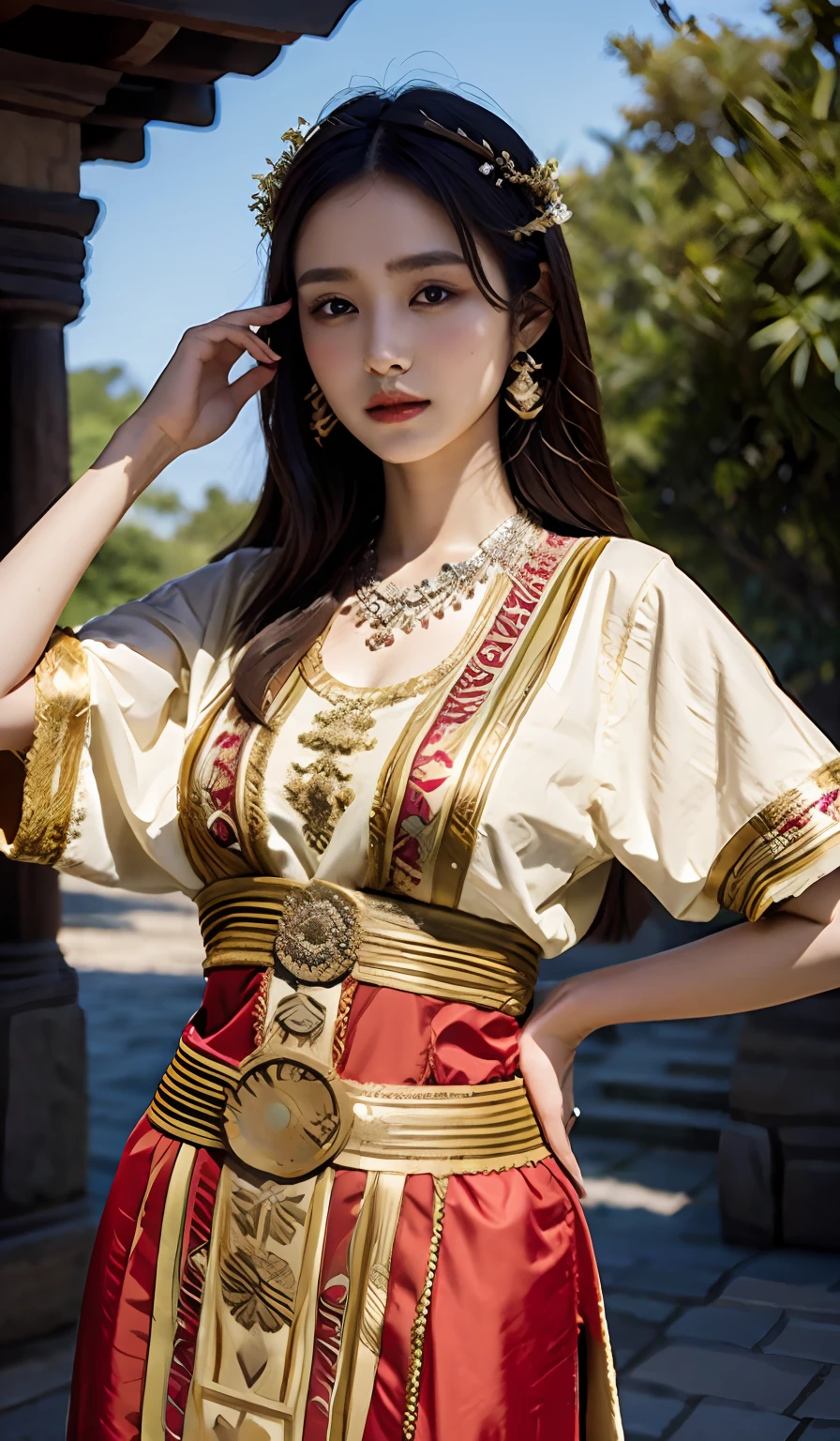 Wear ancient and beautiful clothes，Beautiful background