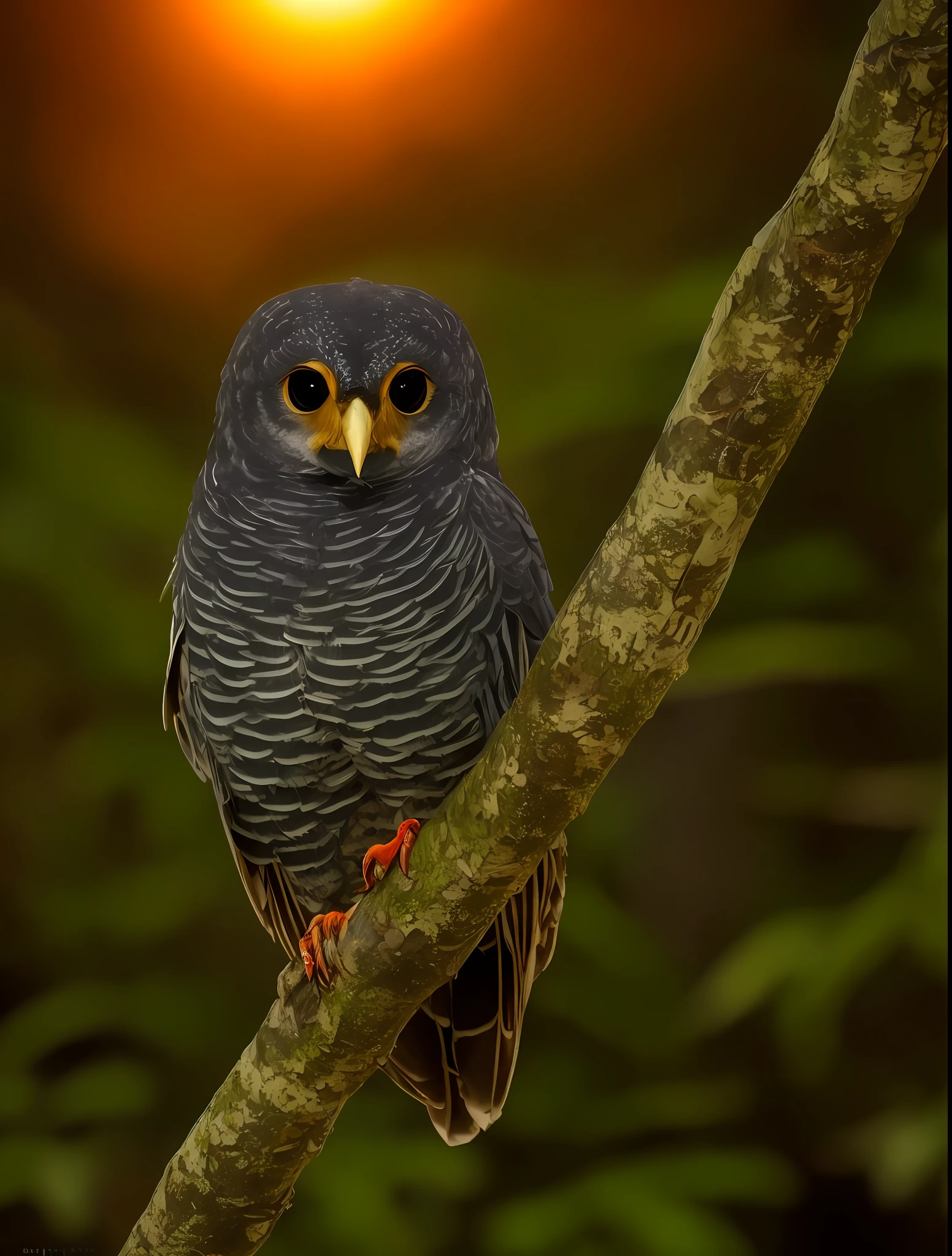 There is a bird that is sitting on a branch in the dark, grande inteiramente - olhos negros, grandes olhos totalmente negros, mocho, macho, noite, a foto mostra um grande, photo taken at night, uma coruja, kuntilanak on tree, grandes olhos negros!!!, Nite - Coruja, amazonian, in the nighttime, grandes olhos escuros, jovem do sexo masculino