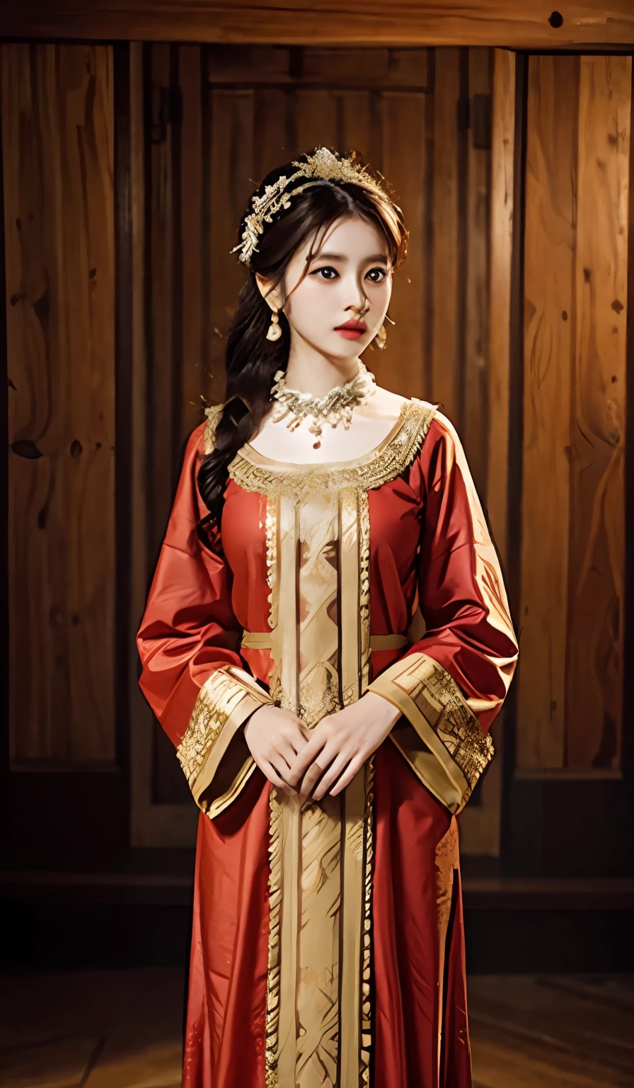 Wear ancient and beautiful clothes,Beautiful background