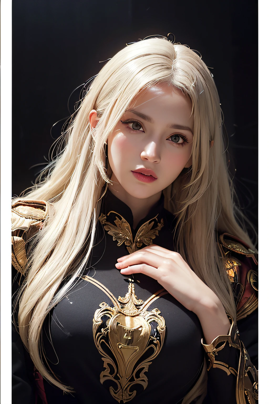 (front focus),(in the dark:1.6),
Hyperrealist portrait of female by david hockney and alphonse mucha,fantasy art, photo realistic, dynamic lighting, artstation, poster, volumetric lighting, very detailed faces, 4 k, award winning,, 1girl, in the dark, deep shadow, low key,cowboy shot,(official clothing:1.4) ,long hair,white hair,