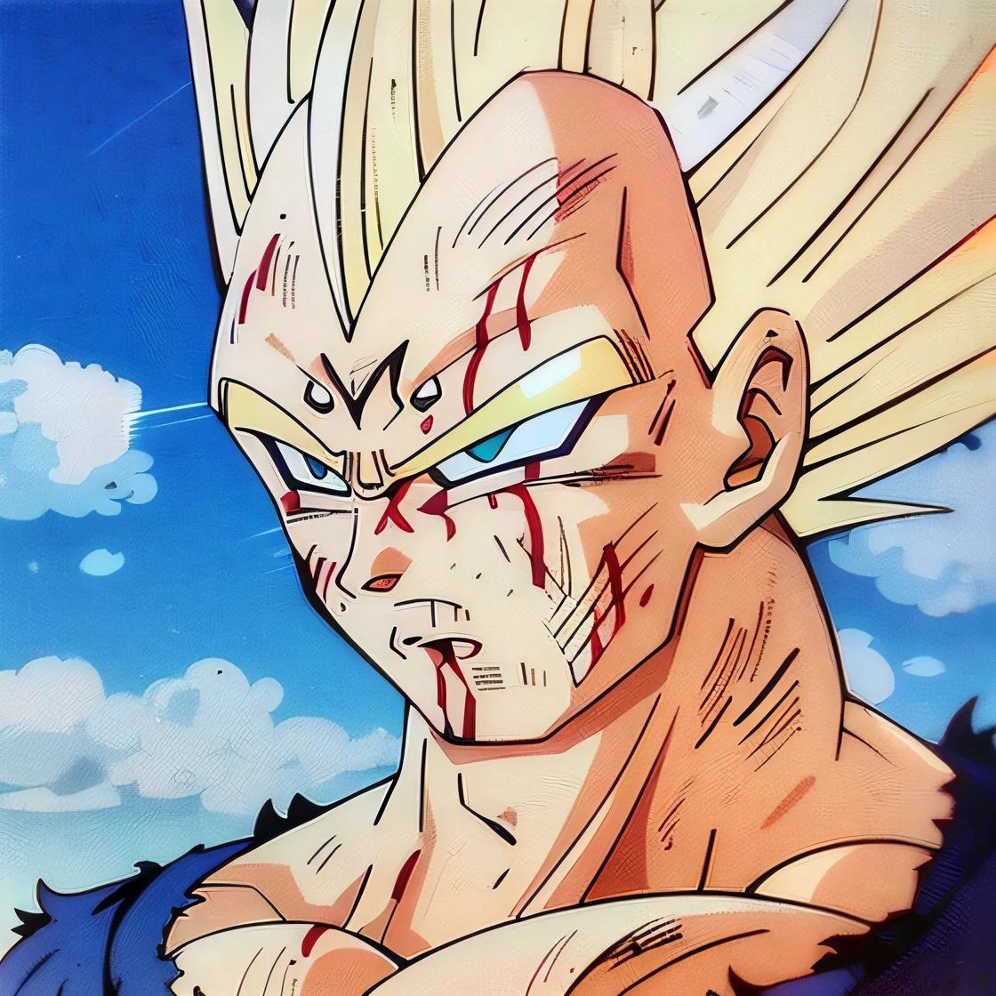 Um close up de um desenho animado de um Gohan muito jovem, with vegeta head hair, Vegeta, Personagem Dragonball, prince vegeta, arte conceitual de dragon ball, Super Saiyajin, Cabelo selvagem Saiyajin preto espetado, Dragon ball z, Super Sayan, Dragon ball z Style, Retrato altamente detalhado de Goku, Dragon Ball Z, Directed by: Akira Toriyama --auto