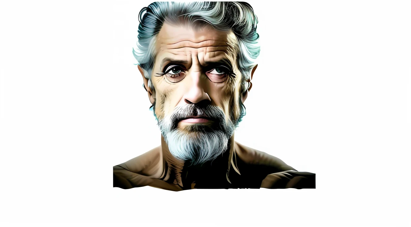 imagem arrogante de um homem com barba , Homem de 5 0 anos, rosto estoico, homem de cabelos grisalhos escuros, um velho, macho velho, retrato do homem velho, foto do retrato de um homem velho, with a muscular chest and arms