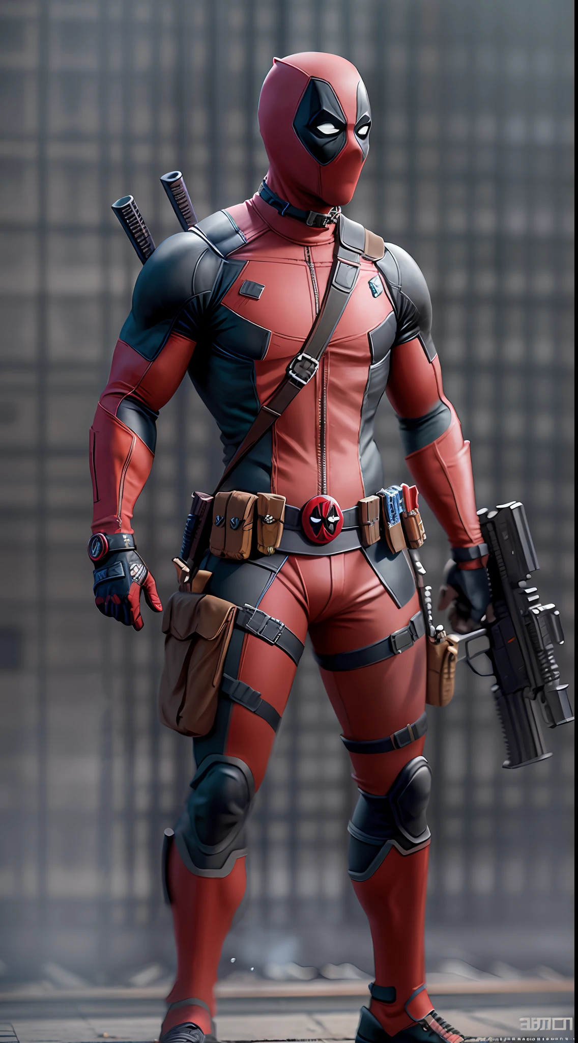 deadpool use gun, octane render, unreal engine, highly detailed, intricate