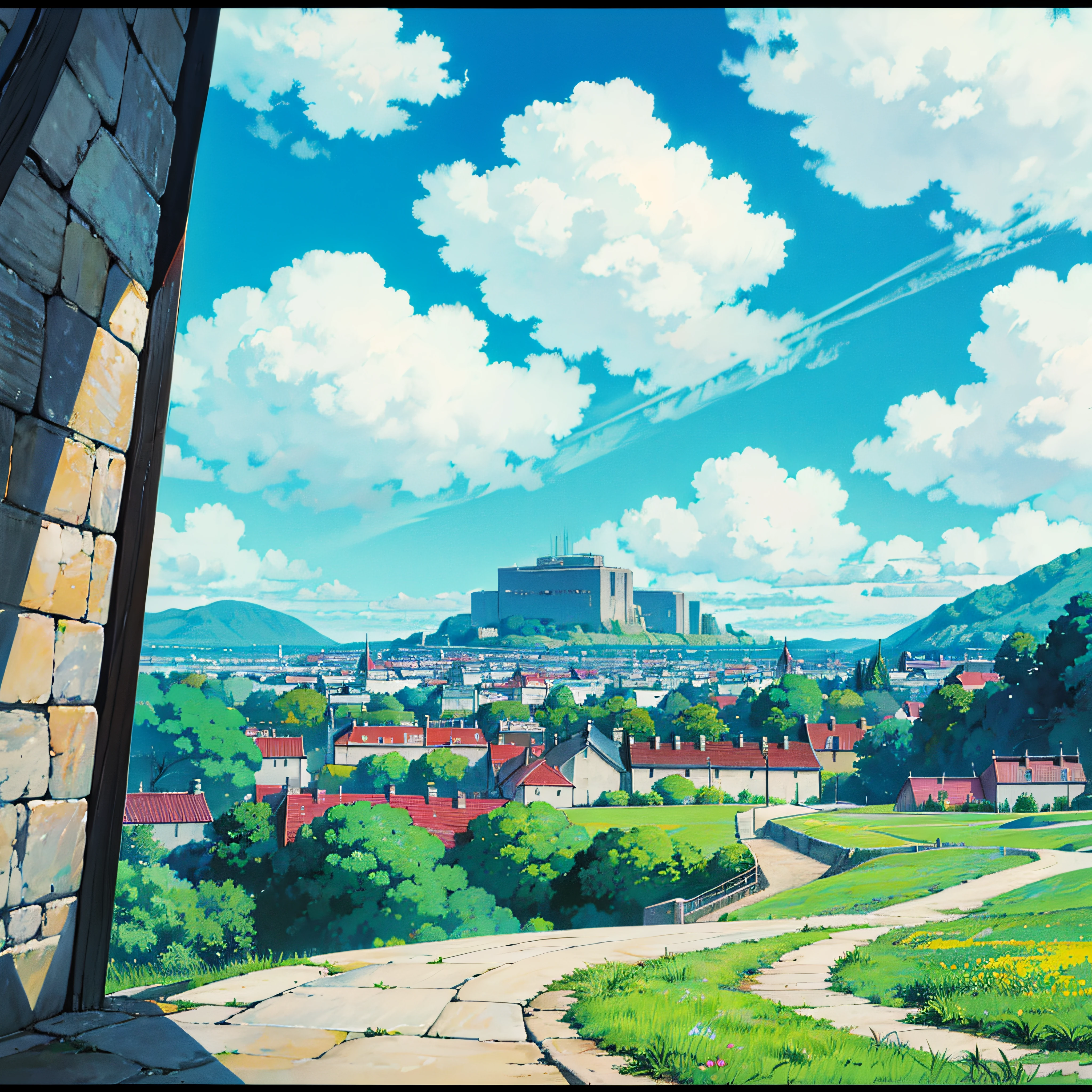 animesque、Skyscape with clouds、Landscape without buildings、You can see the touch of the brush、Studio Ghibli、Ghibli、Scenery、Style、Golden Time、sky line --auto