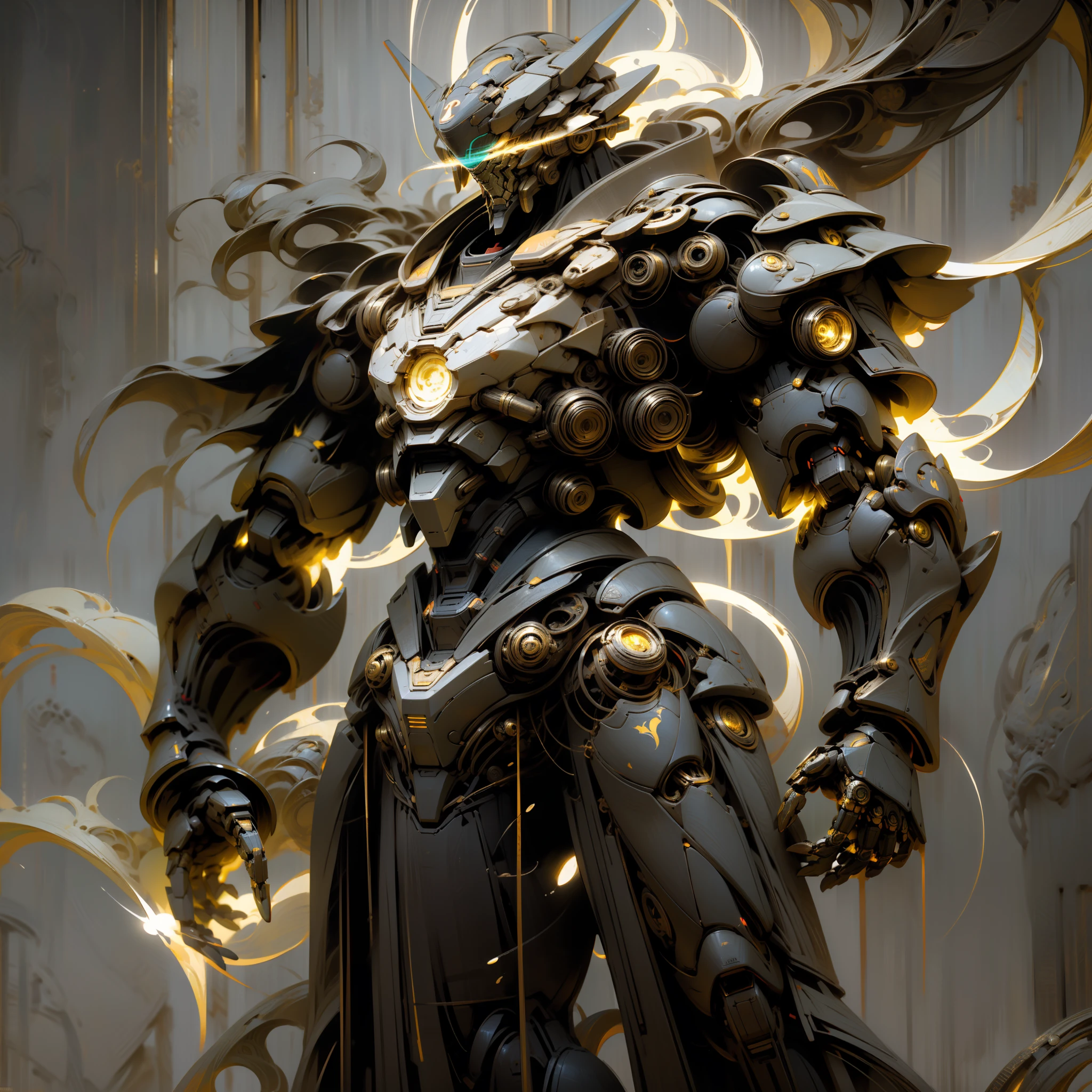 with light glowing，Reflective，（Tall mech：1.6），Amber gradient，（Use the plasma sword：1.3），There is a dragon particle effect，（taichi，Chinese Yin and Yang Bagua Five Elements：1.2），Machine armour wind，mechanical sense，sense of strength，Sense of space，combats，The prominent structure is reasonable，4K，High quality，Masterpieces，（of a real：1.4），drak，chinesedragon，Dark_fantasy,Cyberpunk,(Red:1.1),1人,Mechanical Wonder,Robotic presence,cybernetic guardians,wearing a worn-out mech suit，iintricate，（Steel metal[rusted]），ellegance，Clear focus，Photo by Greg Rutkowski，gentlesoftlighting，vivd colour，Pacific Rim