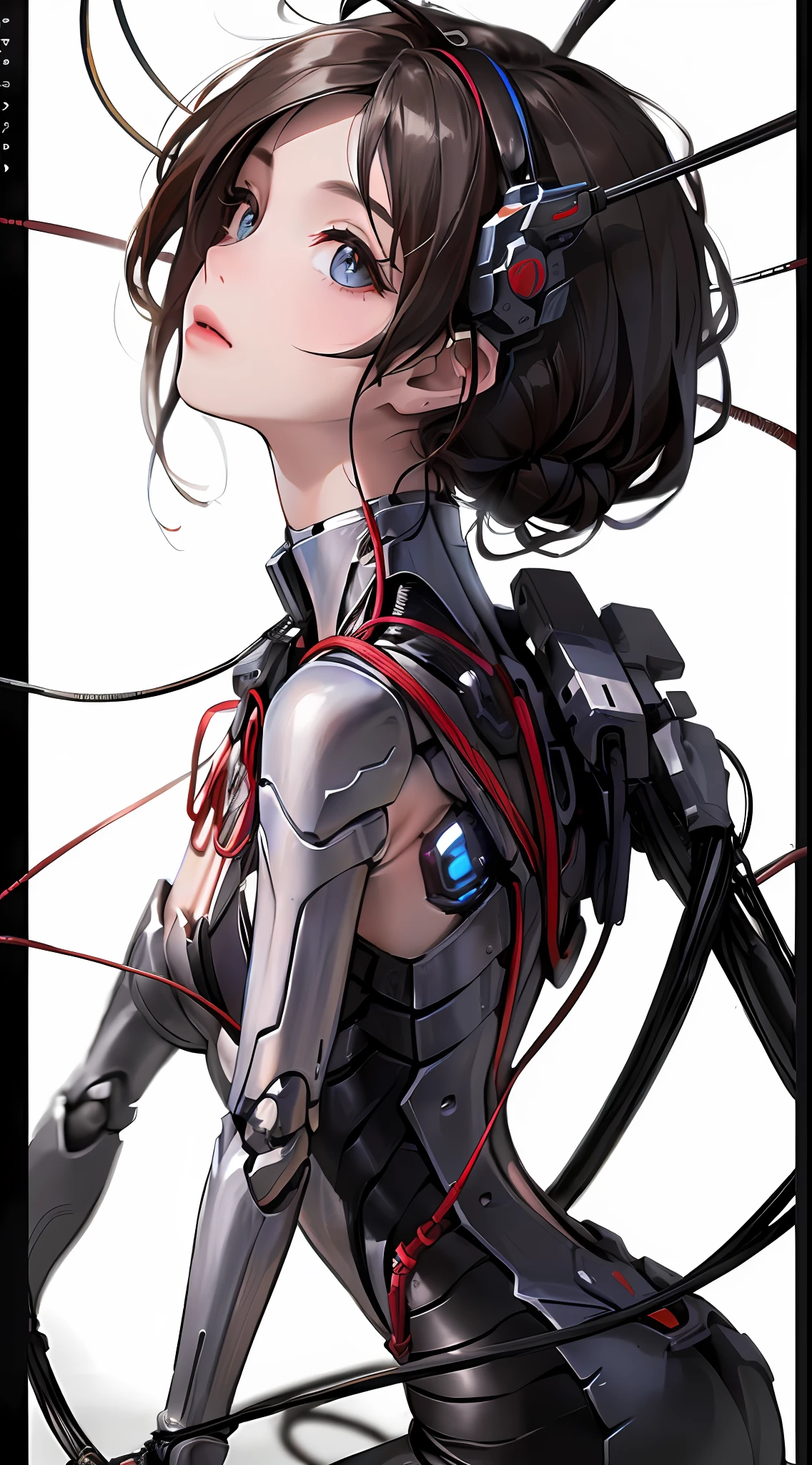 (((masterpiece))), (((best quality))), ((ultra-detailed)), (highly detailed CG illustration), ((an extremely delicate and beautiful)),(from side),cinematic light,((1mechanical girl)),solo,full body,(machine made joints:1.2),((machanical limbs)),(blood vessels connected to tubes),(mechanical vertebra attaching to back),((mechanical cervial attaching to neck)),(sitting),expressionless,(wires and cables attaching to neck:1.2),(wires and cables on head:1.2)(character focus),science fiction,extreme detailed,colorful,highest detailed