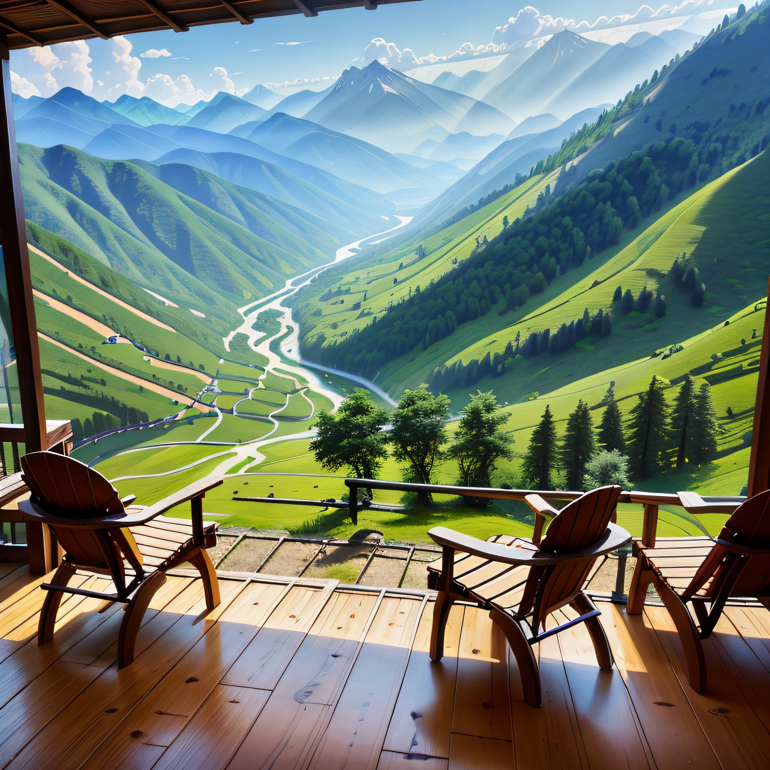 In a mountain hut，It is surrounded by green mountains and waters，No car and horse hustle and bustle，serenity and calm。