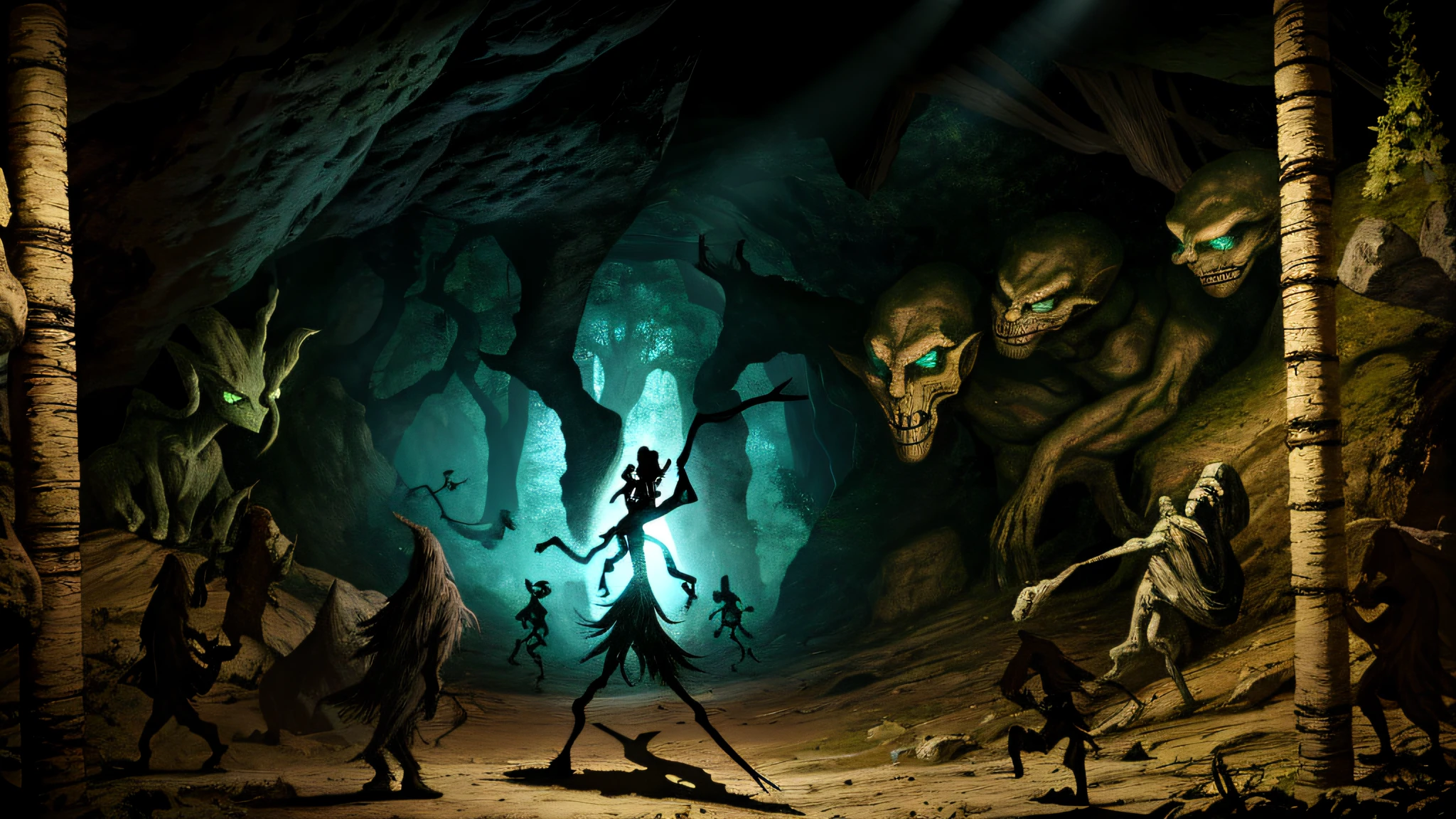 magic, Giants lead the way，Attack the monster on the right，Cave Paintings, Stick figures, cave painting, distant glowing figures, Cave art, Cave Paintings, Prehistoric cave art, A cave painting, Cave art style, Prehistoric cave paintings, stickfigure, Glowing people, Cave Paintings, Rock painting, ghostly figure, alien glyphs, stone age rave in a cave