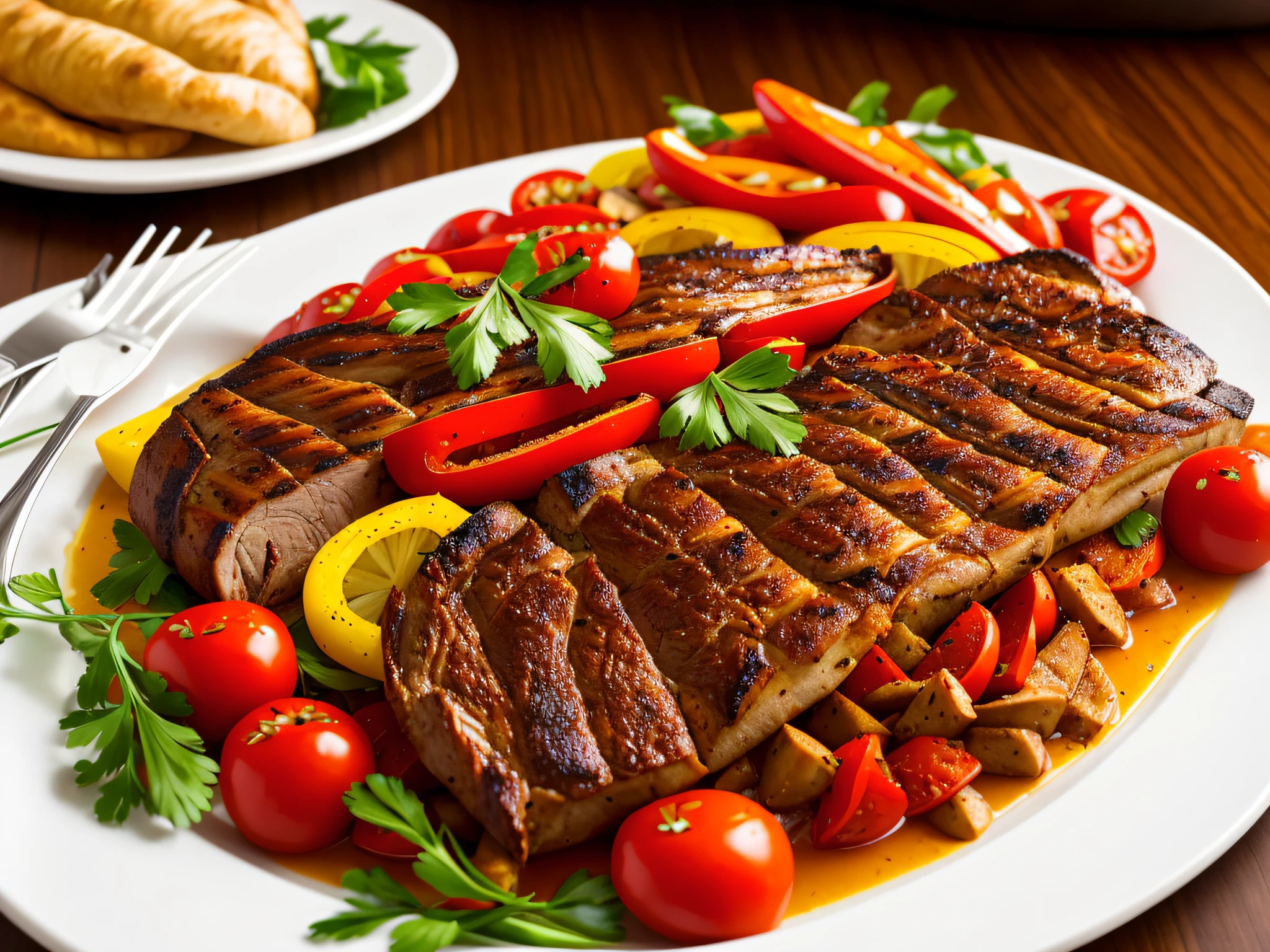 Costillar, Roast with bell peppers tomatoes, foyer, fuego, chivito asado --auto