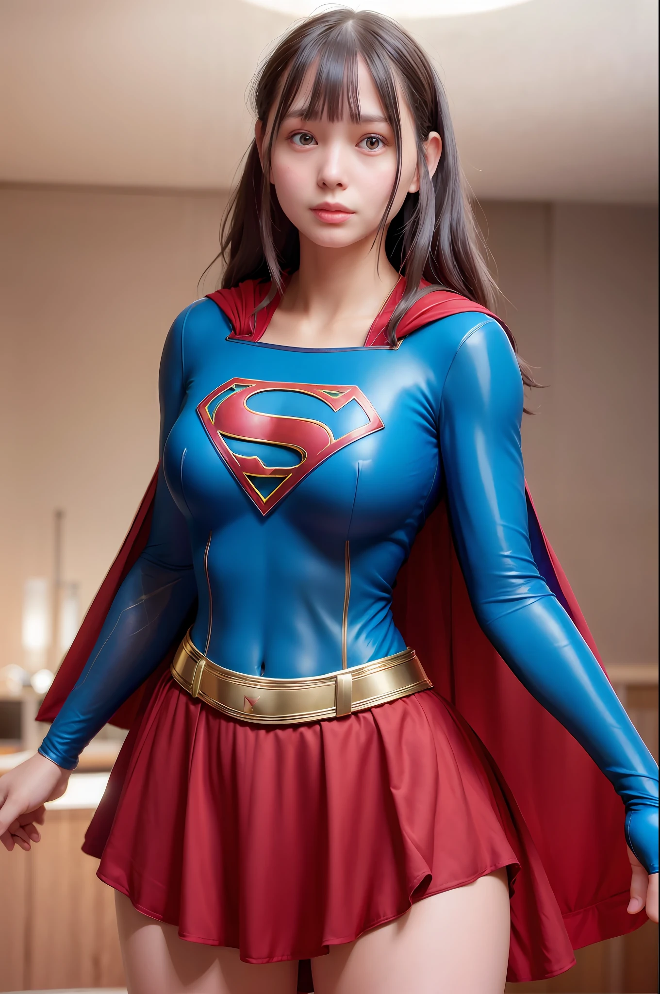woman posing for a photo,(wearing supergirl_cosplay_outfit:1.3),crop_top,
good hand,4k, high-res, masterpiece, best quality, head:1.3,((Hasselblad photography)), finely detailed skin, sharp focus, (cinematic lighting), collarbone, night, soft lighting, dynamic angle, [:(detailed face:1.2):0.2],(((5 stars hotel))), outside,