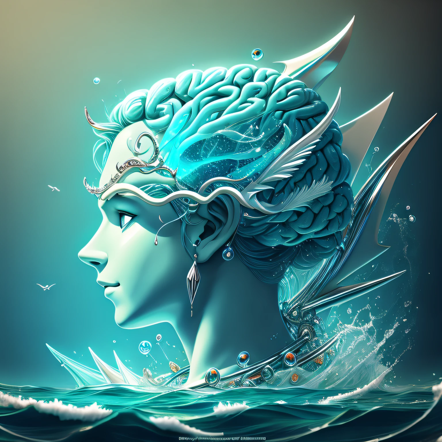 professional logo of a brain being pierced by poseidon's trident --auto