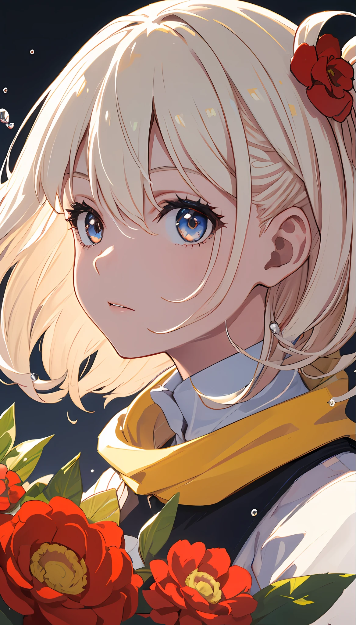 (masterpiece), (best quality), (ultra detailed),(disheveled hair),(illustration), (1girl), (Fashionable clothing), standing, Fashion model, looking at viewer, (interview), (simple background),beautiful detailed eyes, delicate beautiful face, Floating,(high saturation),(colorful splashes),colorful bubble,(shining), focus on face, ponytail, kamisato ayaka, light blue hair, bangs, hair ring, floating flowers, floating hairs, (shining), best lighting, best shadow,