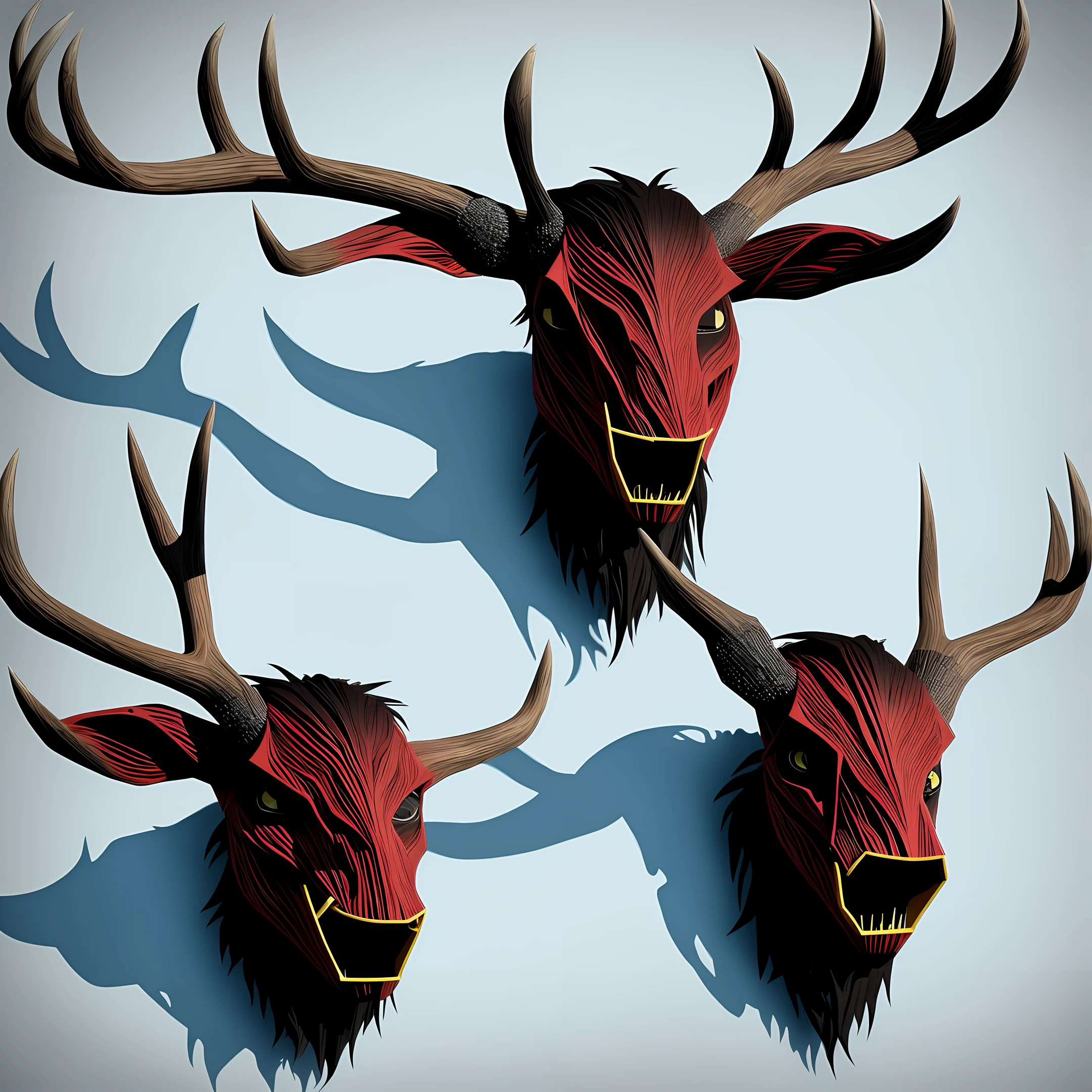 WENDIGO - deer head, dentes afiados, alto, sujo de sangue, assustador
