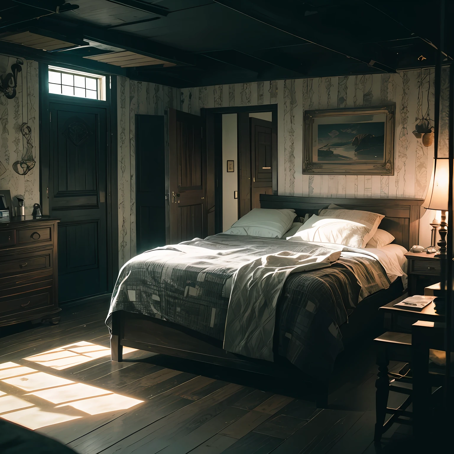 casa, assombrada, sombrio, interior, suspense, noite, darkeness --auto