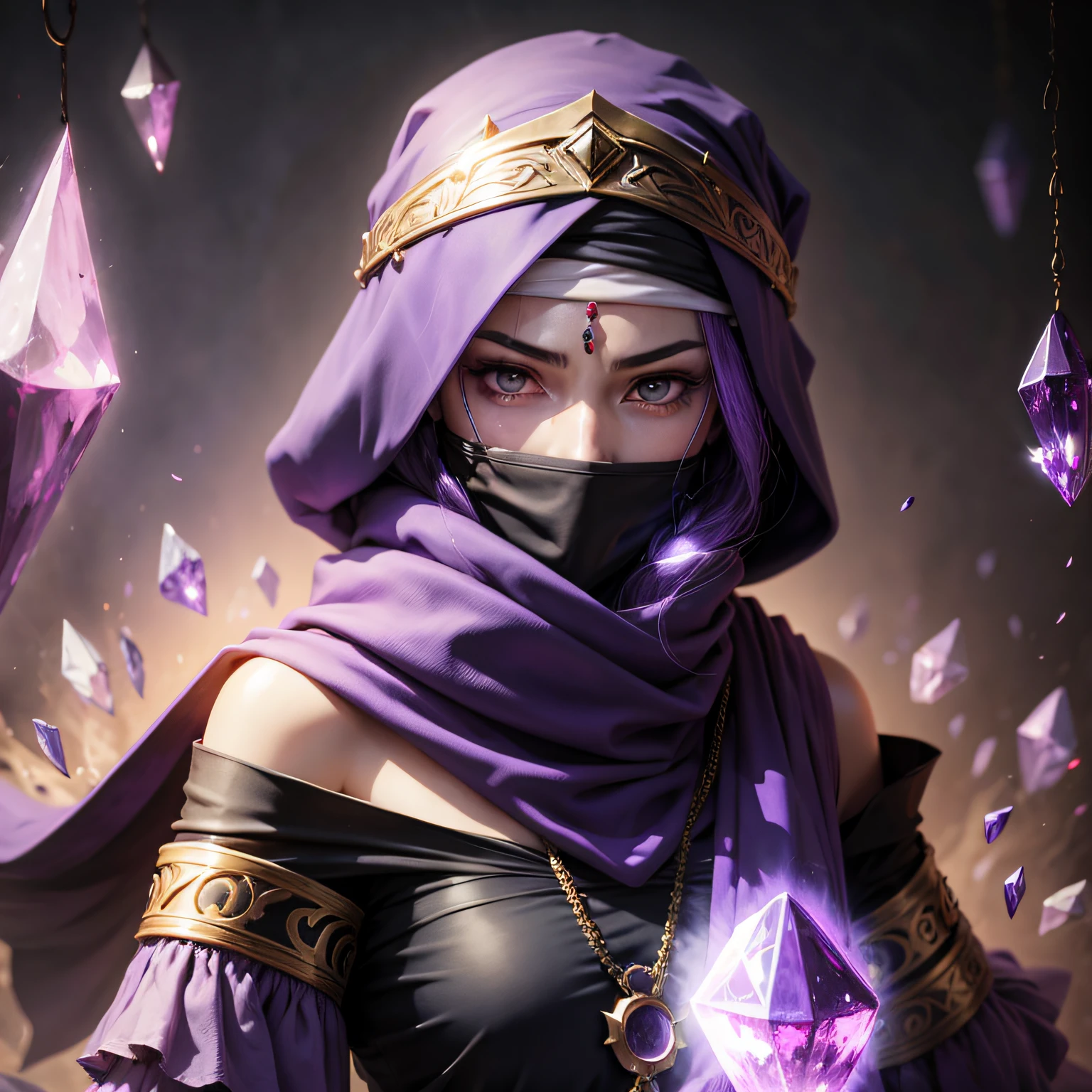 fortune teller　Hide your face　veils　Face NG　Purple crystal　old --auto