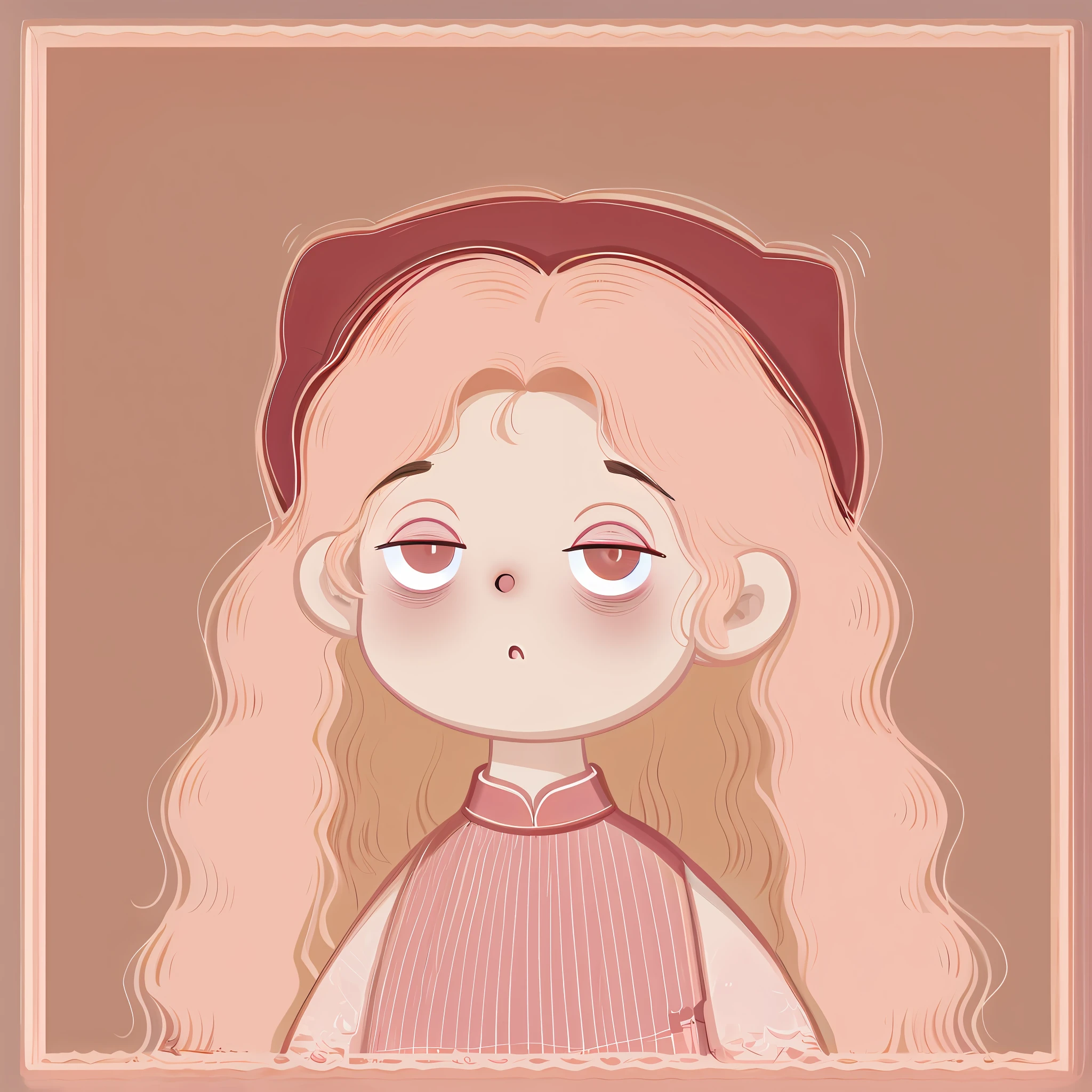There is a painting,A girl with long hair and a red hat is drawn, lofi portrait, in the art style of bowater, lovely art style, cute portrait, Soft anime illustration, lofi-girl, 🤤 girl portrait, portrait of a small, in an anime style, 2 d illustration, 2D illustration, character portrait of me, Portrait of a cute girl