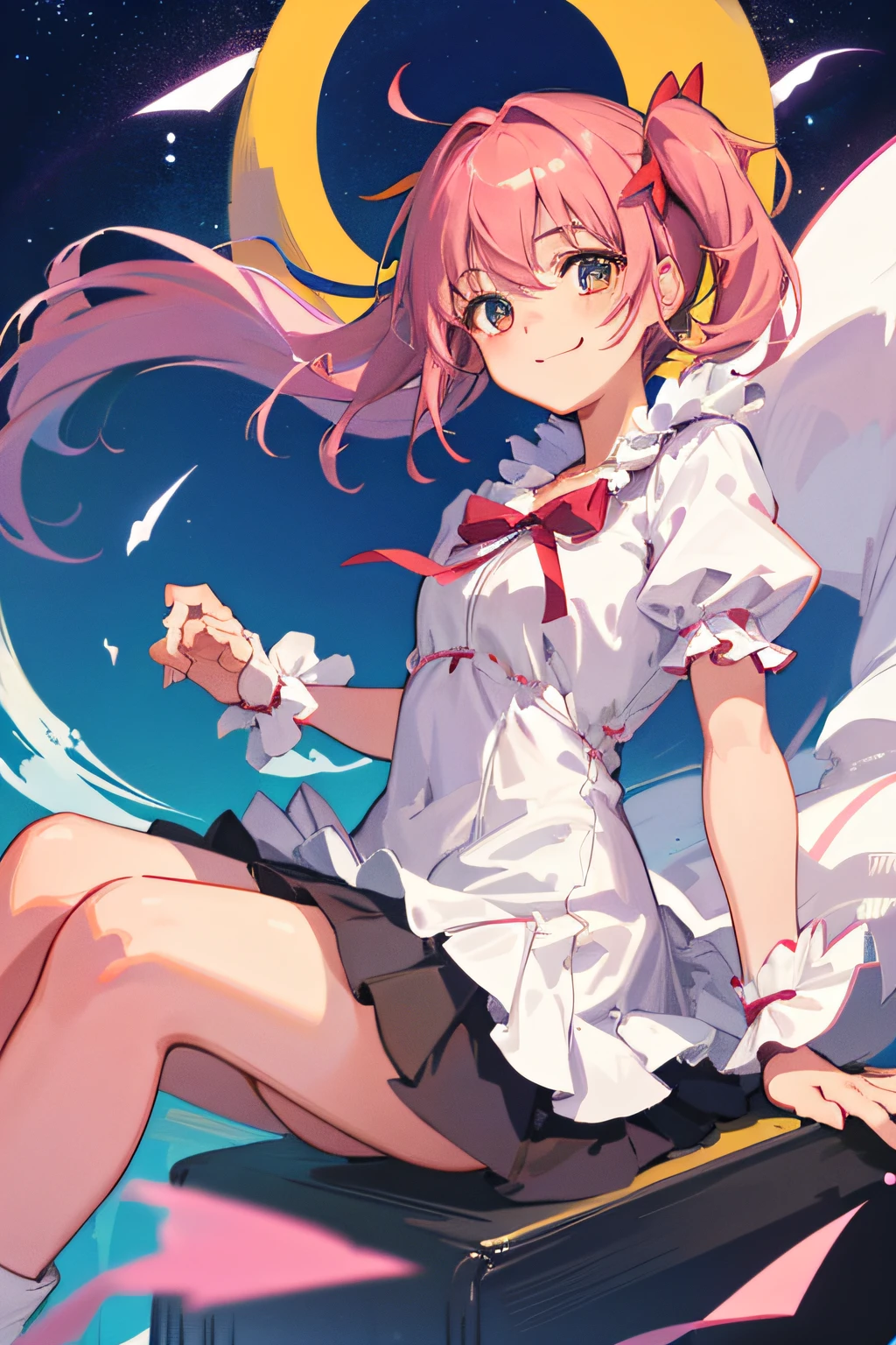 1girl, solo, madoka, happy,