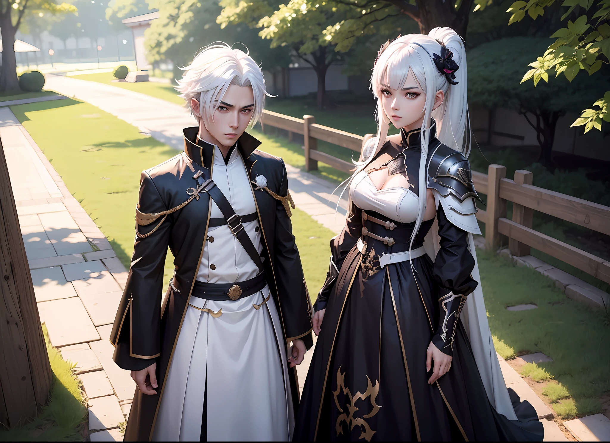 Anime girl with white hair and black cape standing under a tree, Keqing from Genshin Impact, anime figure, male anime character, Ayaka Genshin impact, From Arknights, young anime man, Anime character art, animeaesthetic, anime wallaper, High Quality Anime Art Style, Anime Pictures, Anime boy, ayaka game genshin impact, anime style character --auto