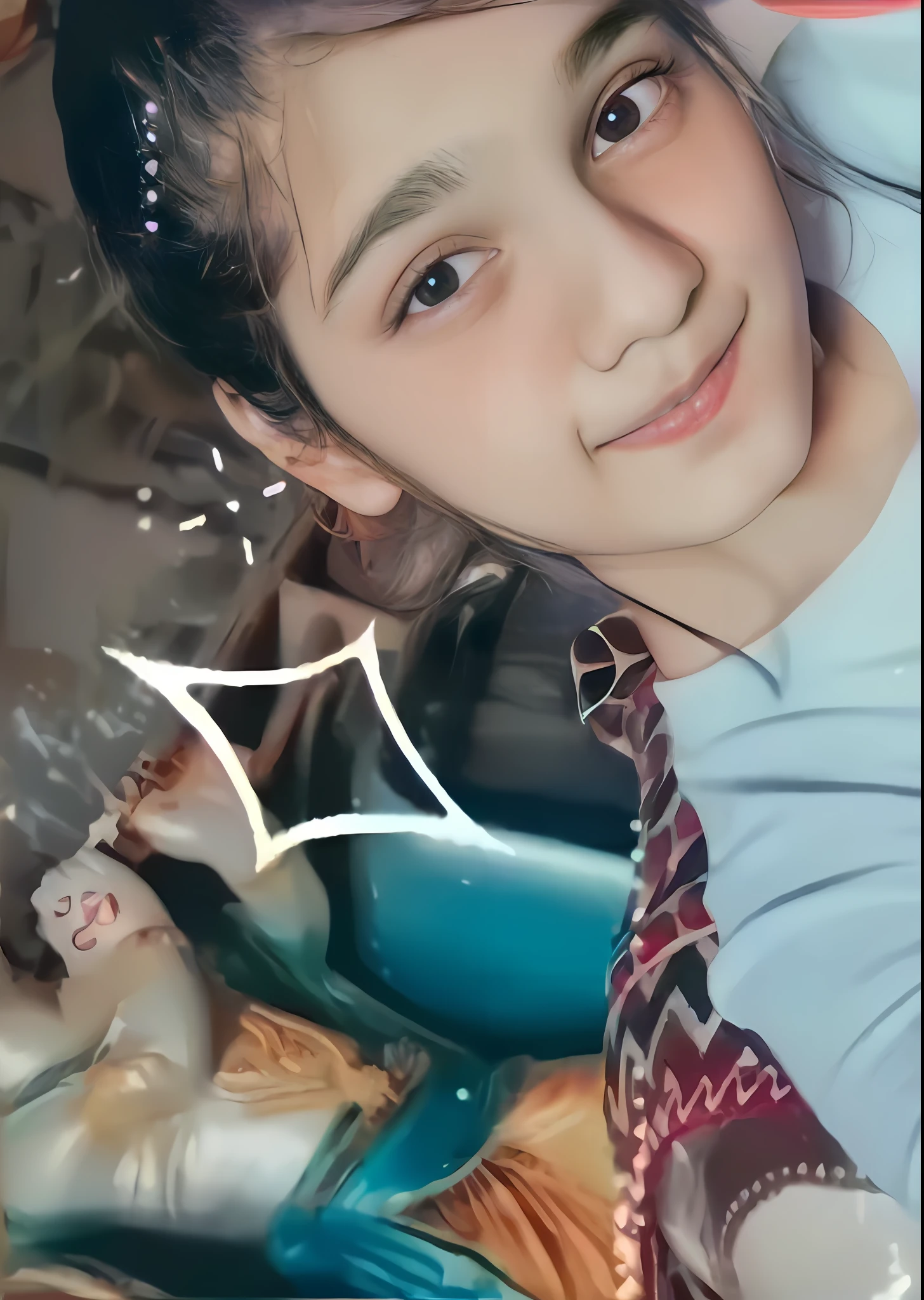 there is a girl that is posing for a picture with a doll, very very low quality picture, photorealistic!!!!!!! art style, blurry image, colored photo, slight cute smile, non blurry, lovely smile, selfie!!!!!, 😃😀😄☺🙃😉😗, with instagram filters, low quality photograph, instagram story, with a beautifull smile, cute smile, picture